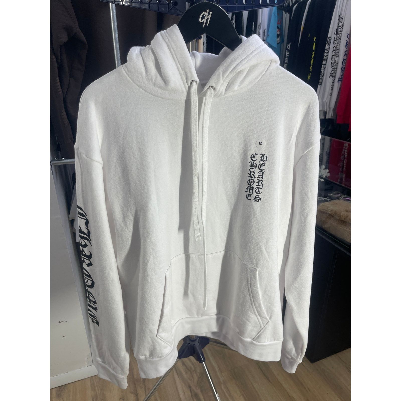 Chrome Hearts Chrome Hearts Vertical Logo Pullover Hoodie - White - Medium Size US M / EU 48-50 / 2 - 1 Thumbnail