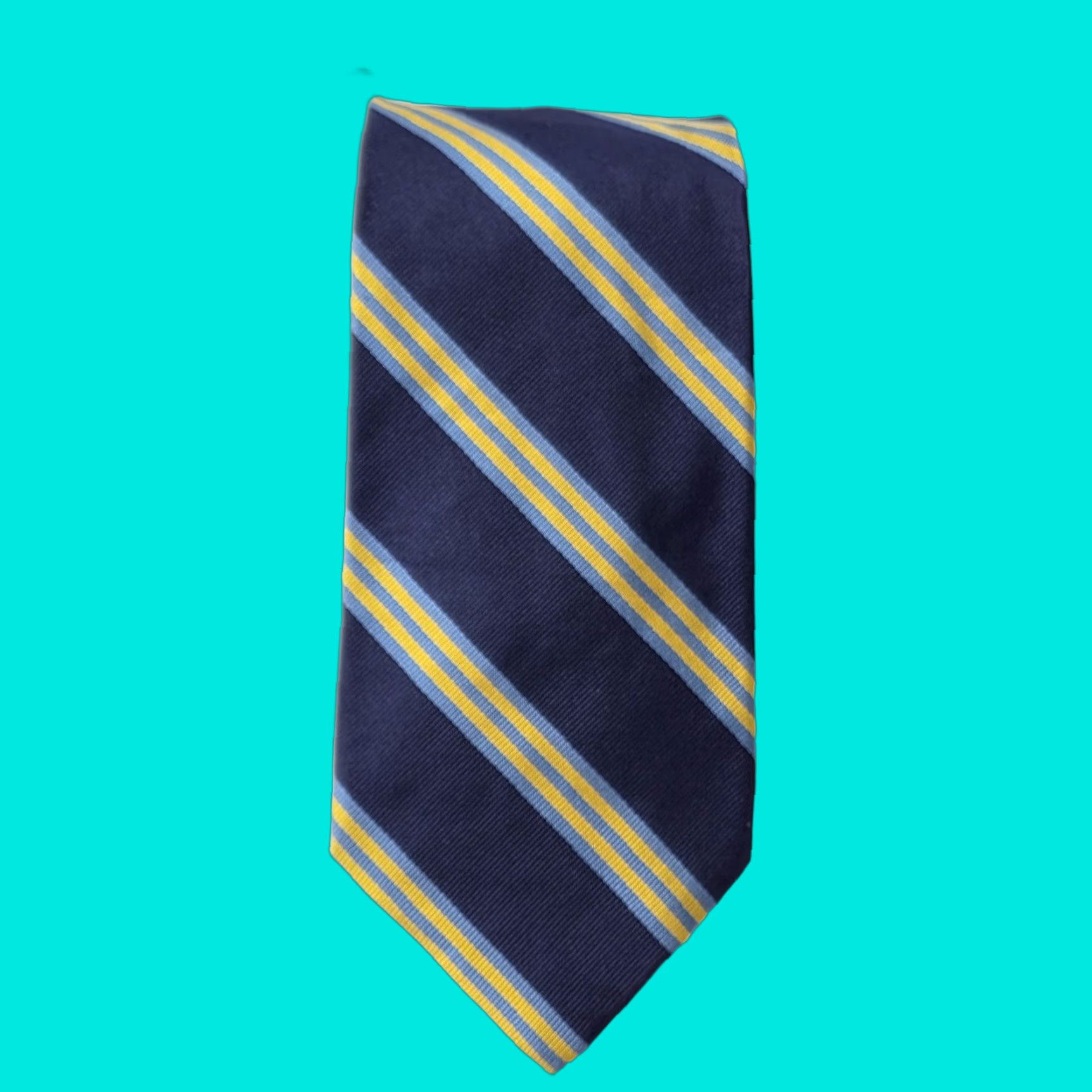 Brooks Brothers Brooks Brothers Makers Repp Tie Navy Blue Gold Striped Necktie Made in USA Men's Tie Size ONE SIZE - 1 Thumbnail