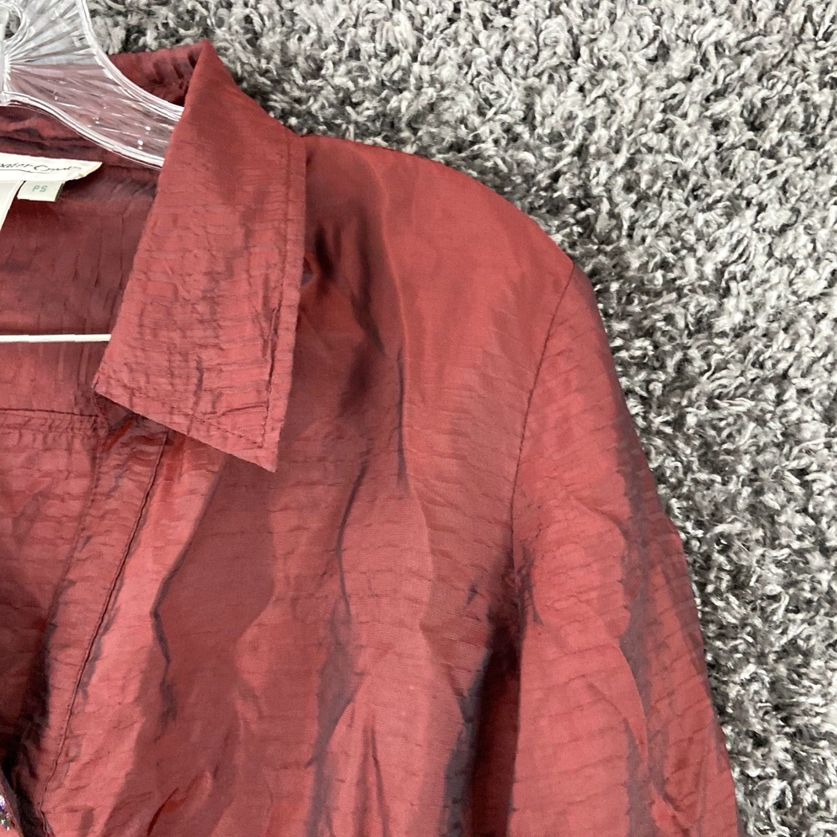 Coldwater Creek COLDWATER CREEK Blouse Womens PS Petite Button-Up Long Sleeve Red Shimmer Size S / US 4 / IT 40 - 5 Thumbnail