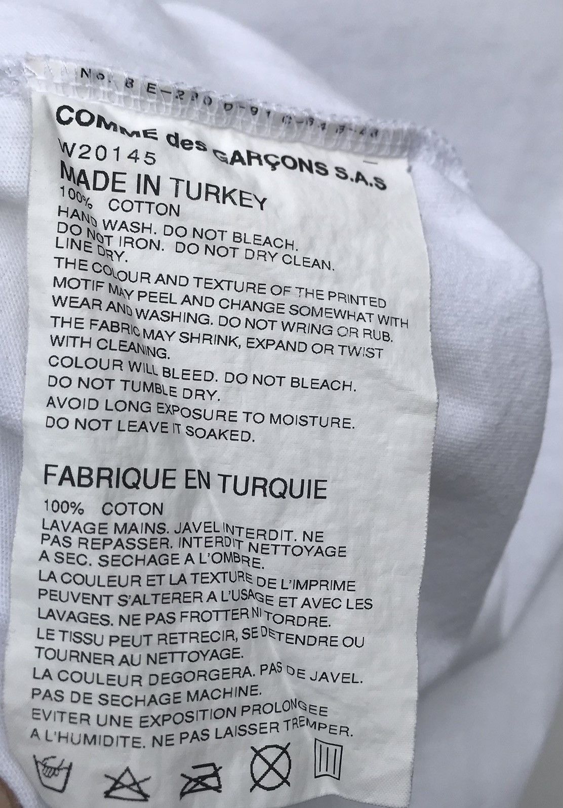 Comme des Garcons Comme des Garçons Japan Cdg White Tee Size US S / EU 44-46 / 1 - 6 Thumbnail