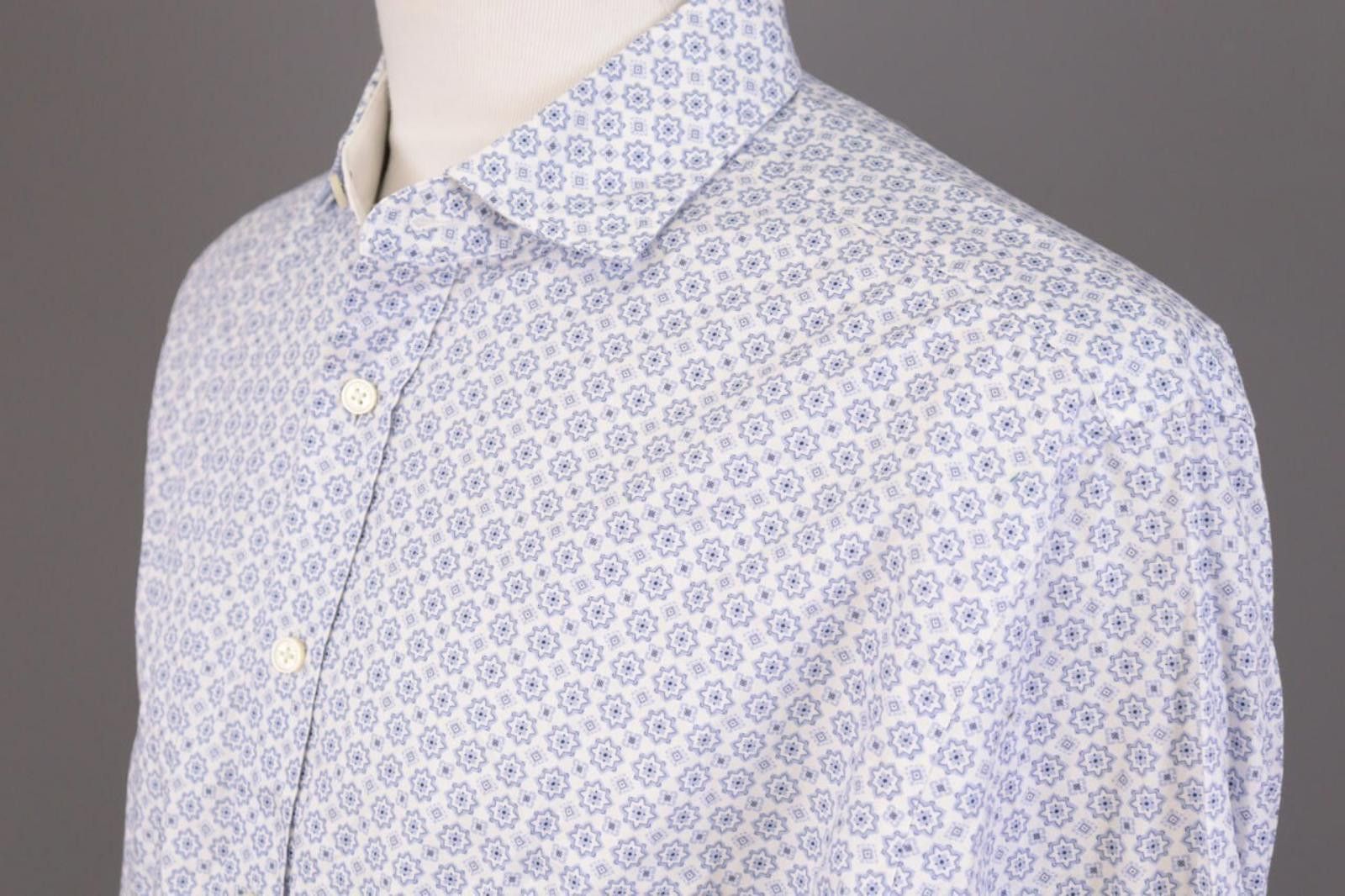 Designer Hackett London Slim Fit White Printed Shirt Size 2XL Size US XXL / EU 58 / 5 - 7 Thumbnail
