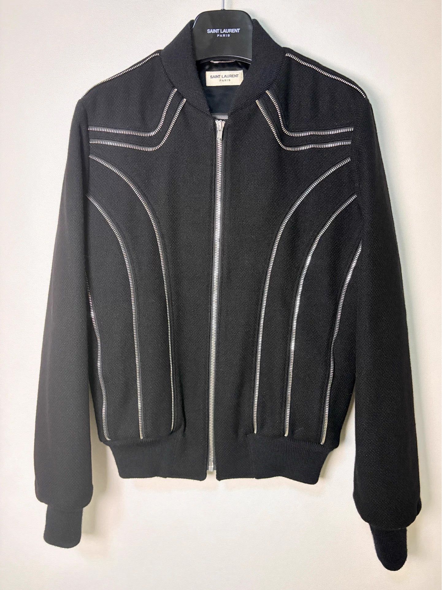 Hedi Slimane × Saint Laurent Paris 15FW Black Nylon MA-1 Bomber