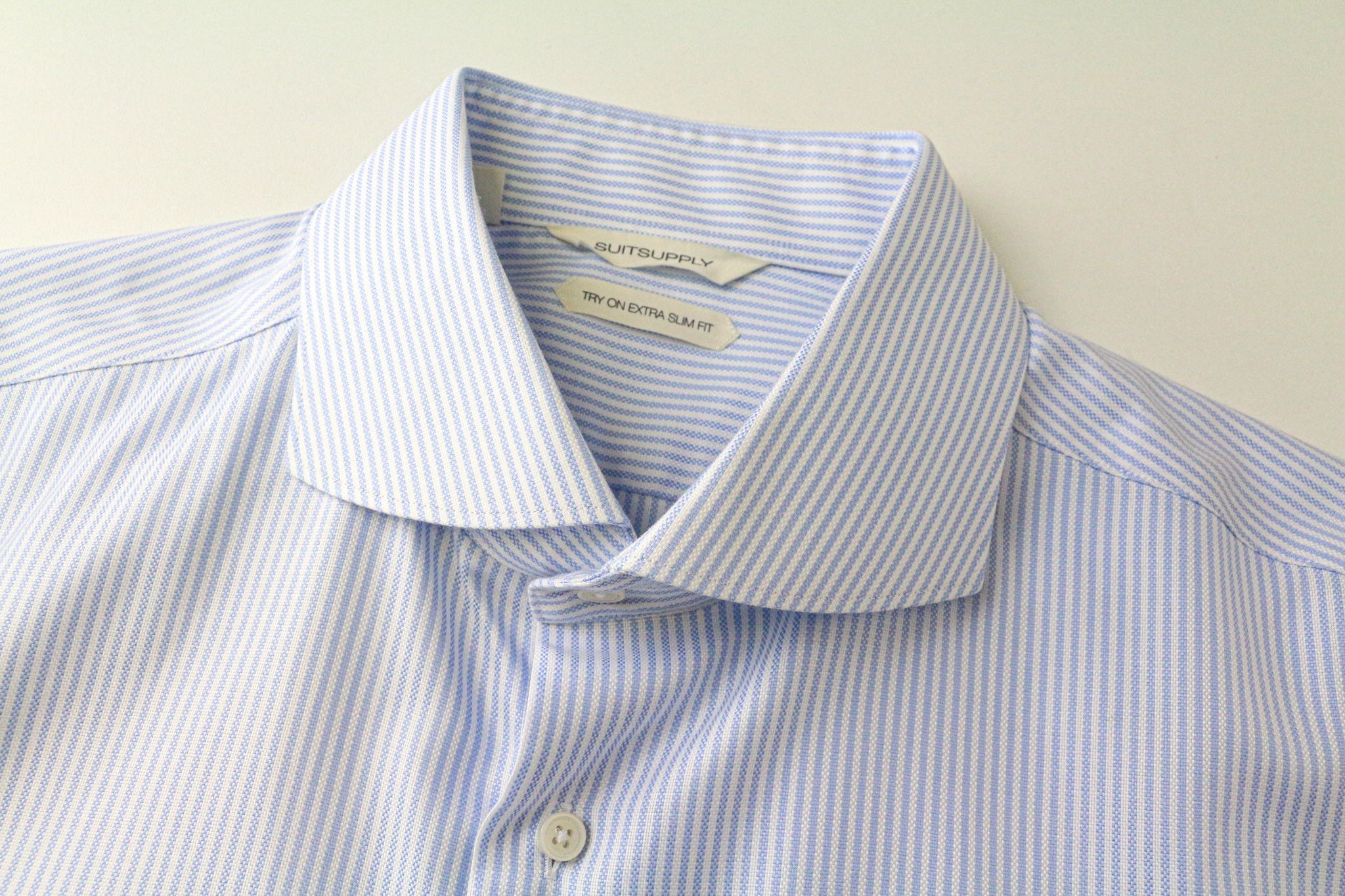 Suitsupply 42/16 1/2 Extra Slim Blue Cotton Striped Shirt 77023 Size 42R - 3 Thumbnail