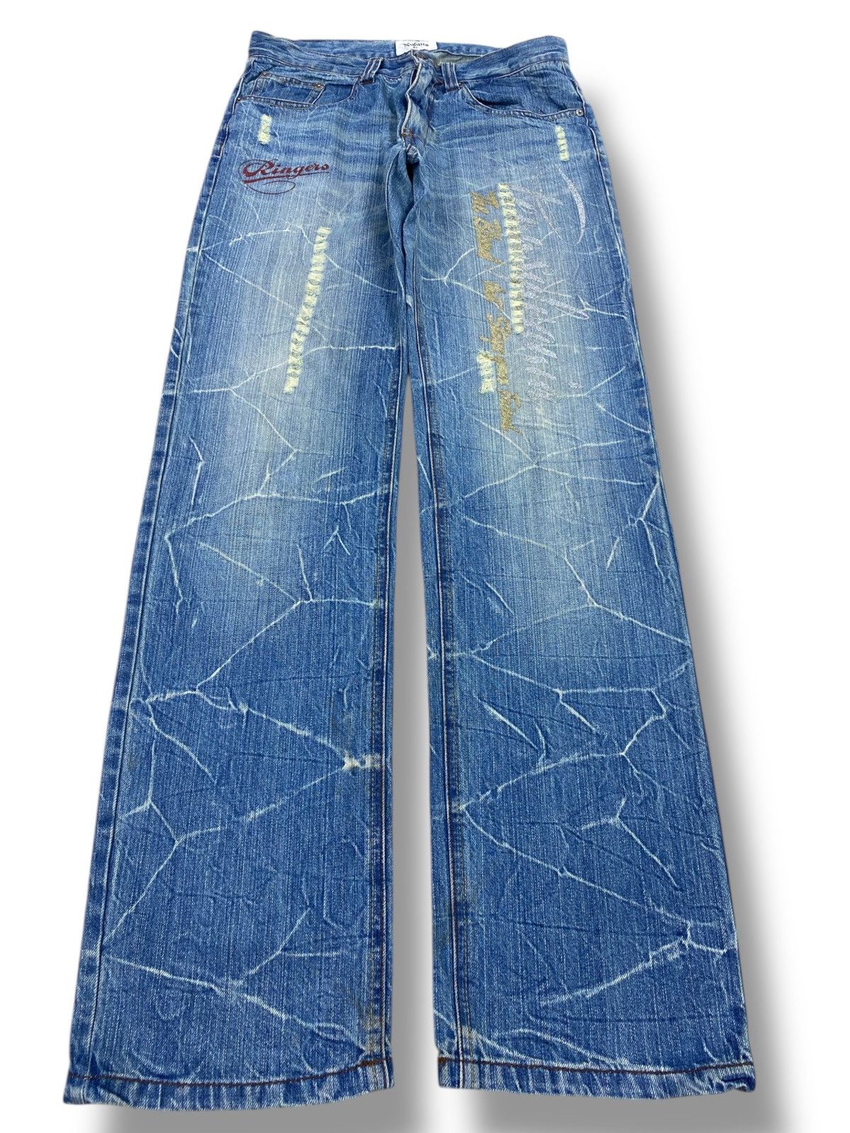 Japanese Brand Japanese Brand Light Wash HoneyComb Style Straight Leg Jeans Size US 31 - 1 Thumbnail