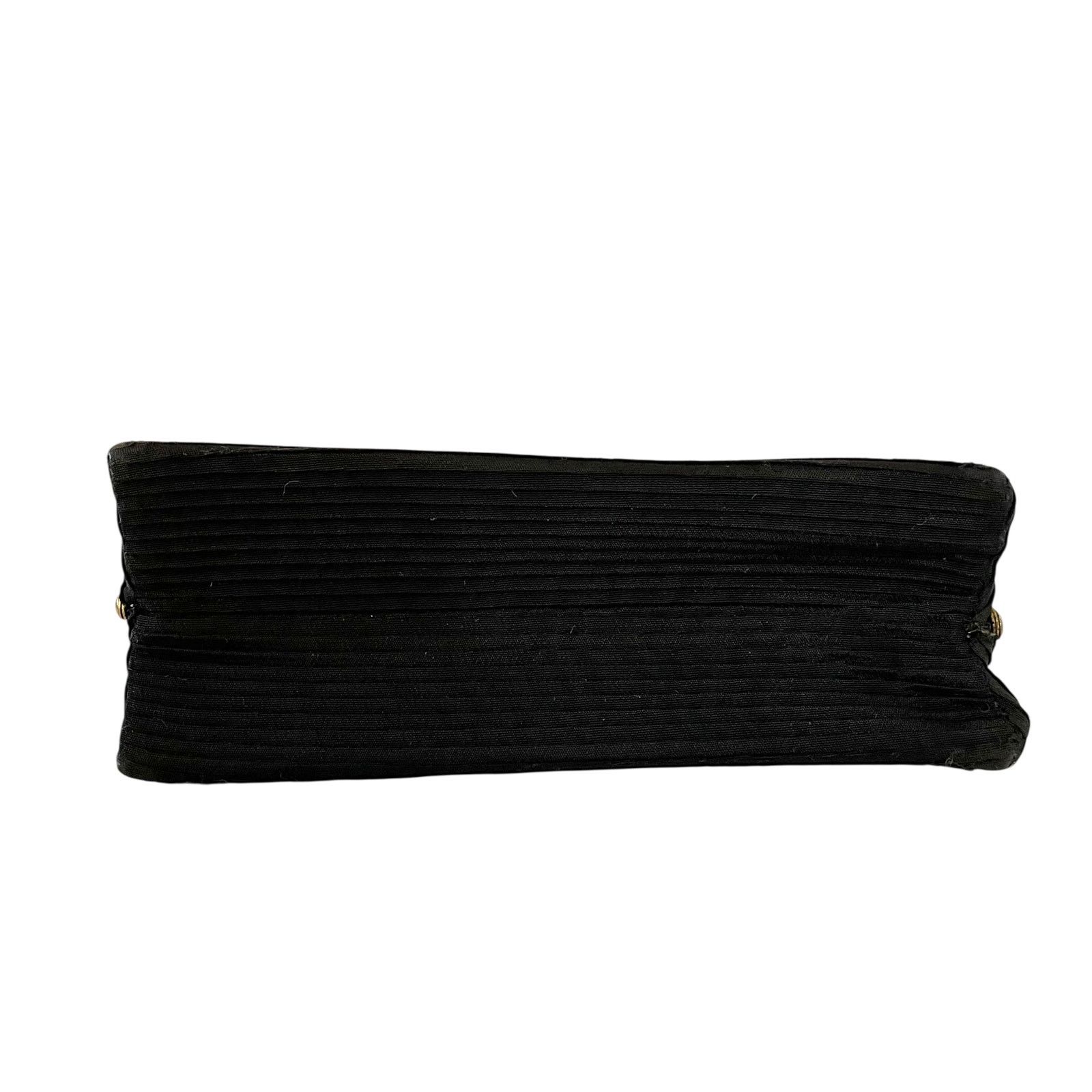 Vintage 1950s Vintage Black Pleated Faille Top Handle Frame Handbag Size ONE SIZE - 6 Thumbnail