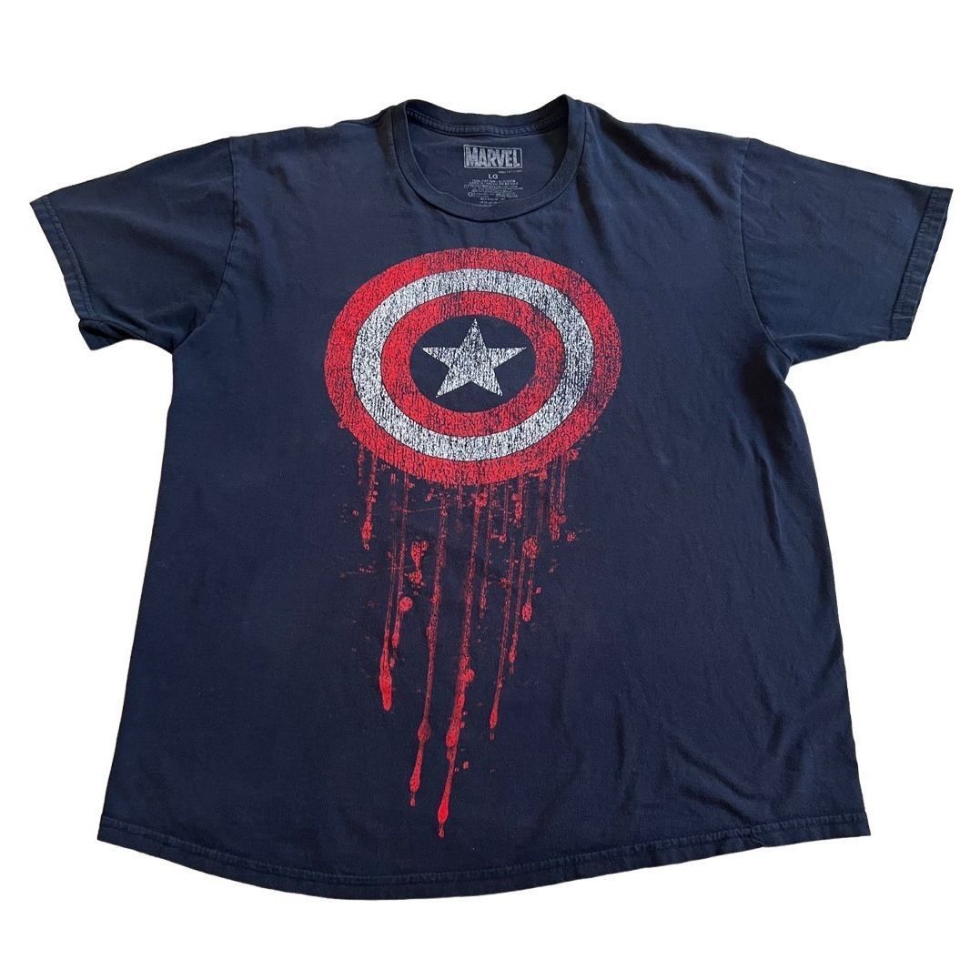 Marvel Comics Marvel Men's black Short Sleeve Captain America Shield Logo T-shirt size L Size US L / EU 52-54 / 3 - 2 Thumbnail