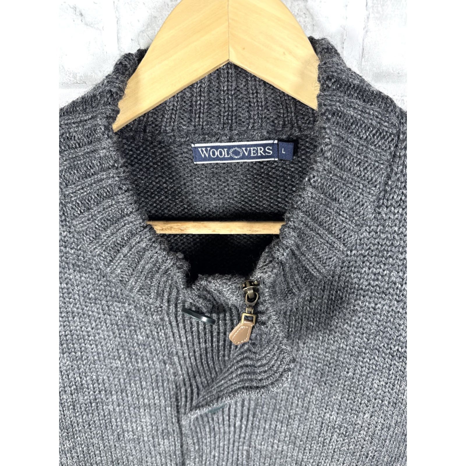 Vintage WOOLOVERS Gray Full Zip / Button Down Wool Sweater Cardigan Jacket Mens L Size US L / EU 52-54 / 3 - 2 Thumbnail