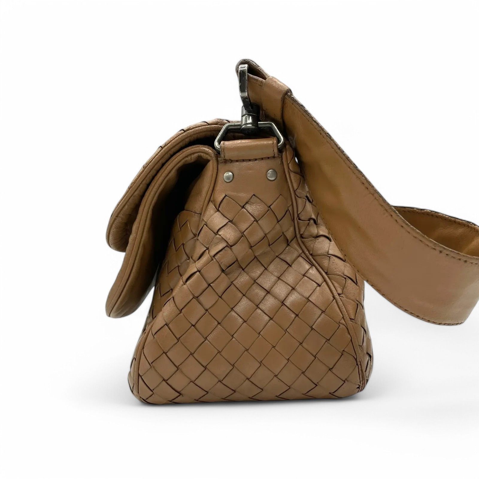 Bottega Veneta Bottega Veneta - Intrecciato Shoulder Bag Flap Brown Leather Size ONE SIZE - 3 Thumbnail
