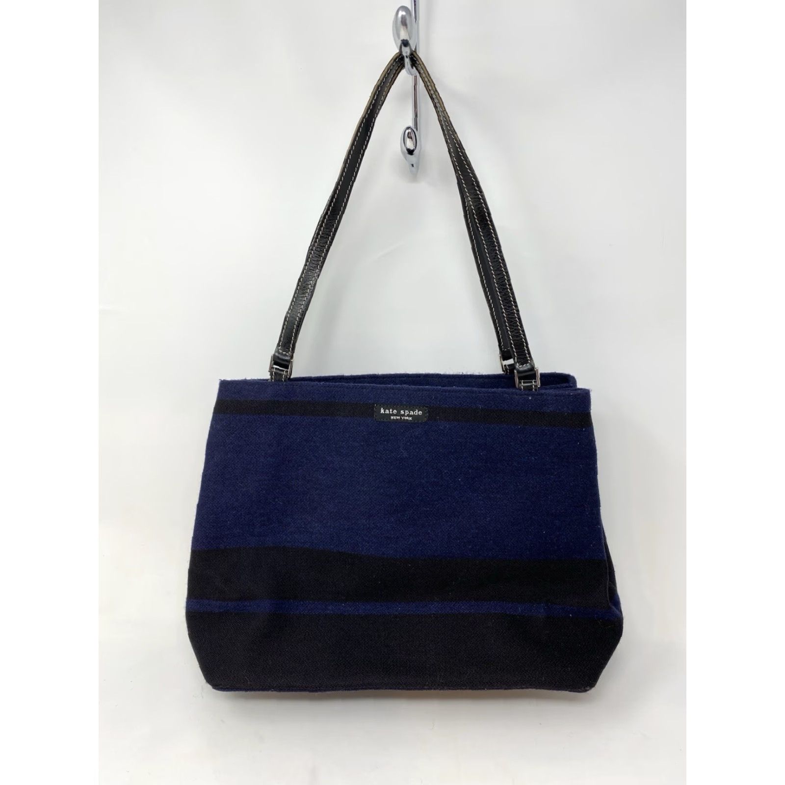 Vintage VINTAGE Kate Spade Handbag Wool Leather Blue Tote Bag Purse Made in Italy Y2K Size ONE SIZE - 2 Thumbnail