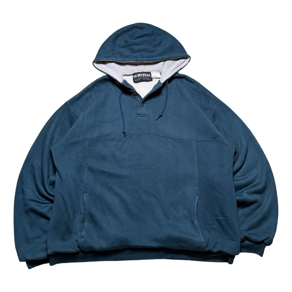 Other Vintage 90s Thermal Lined Henley Hoodie Sweatshirt Waffle L Size US L / EU 52-54 / 3 - 1 Thumbnail
