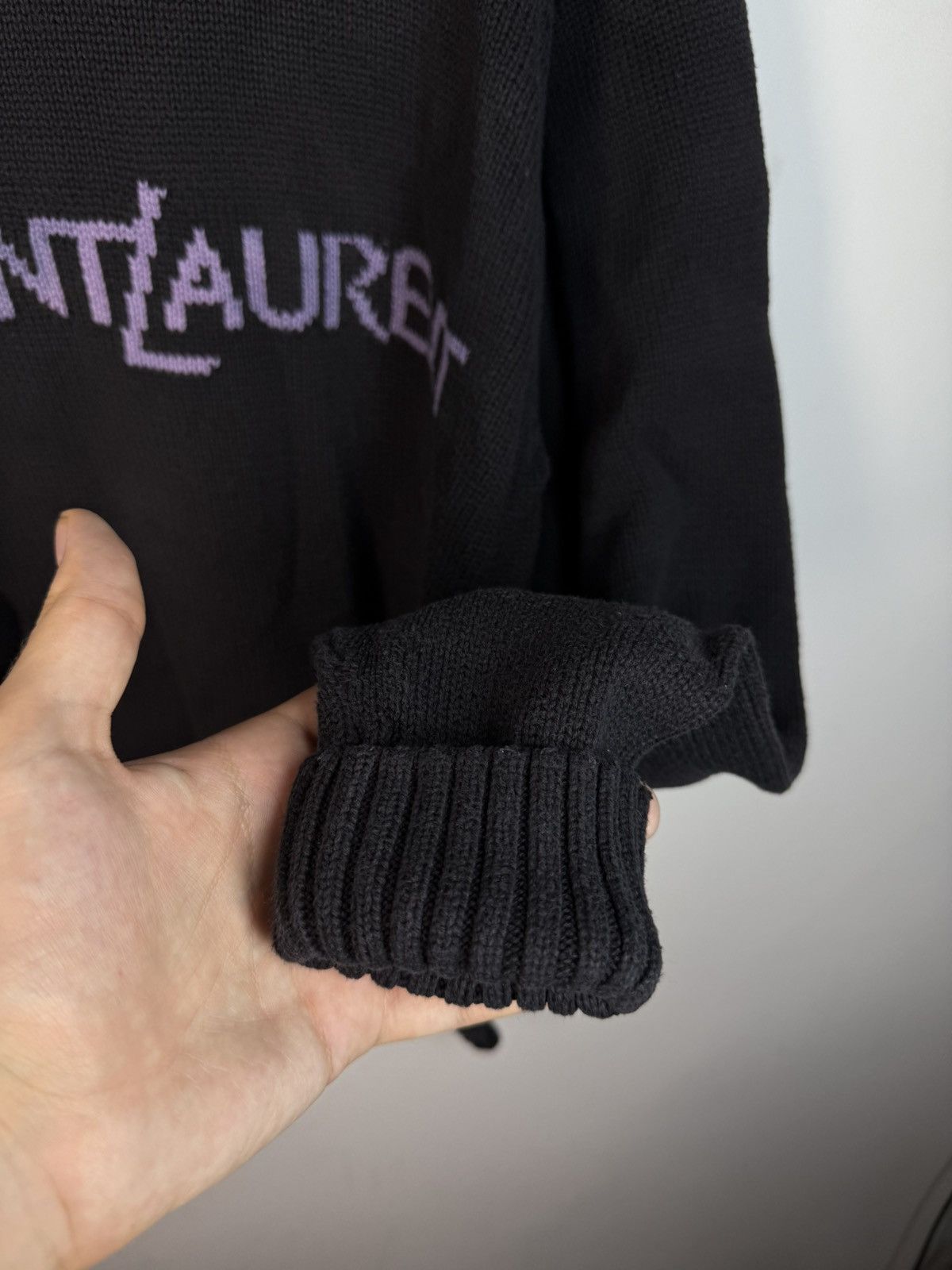 Yves Saint Laurent Black YSL Sweater Knit Big Logo Turtleneck YSL Sweatshirt Size US L / EU 52-54 / 3 - 11 Thumbnail