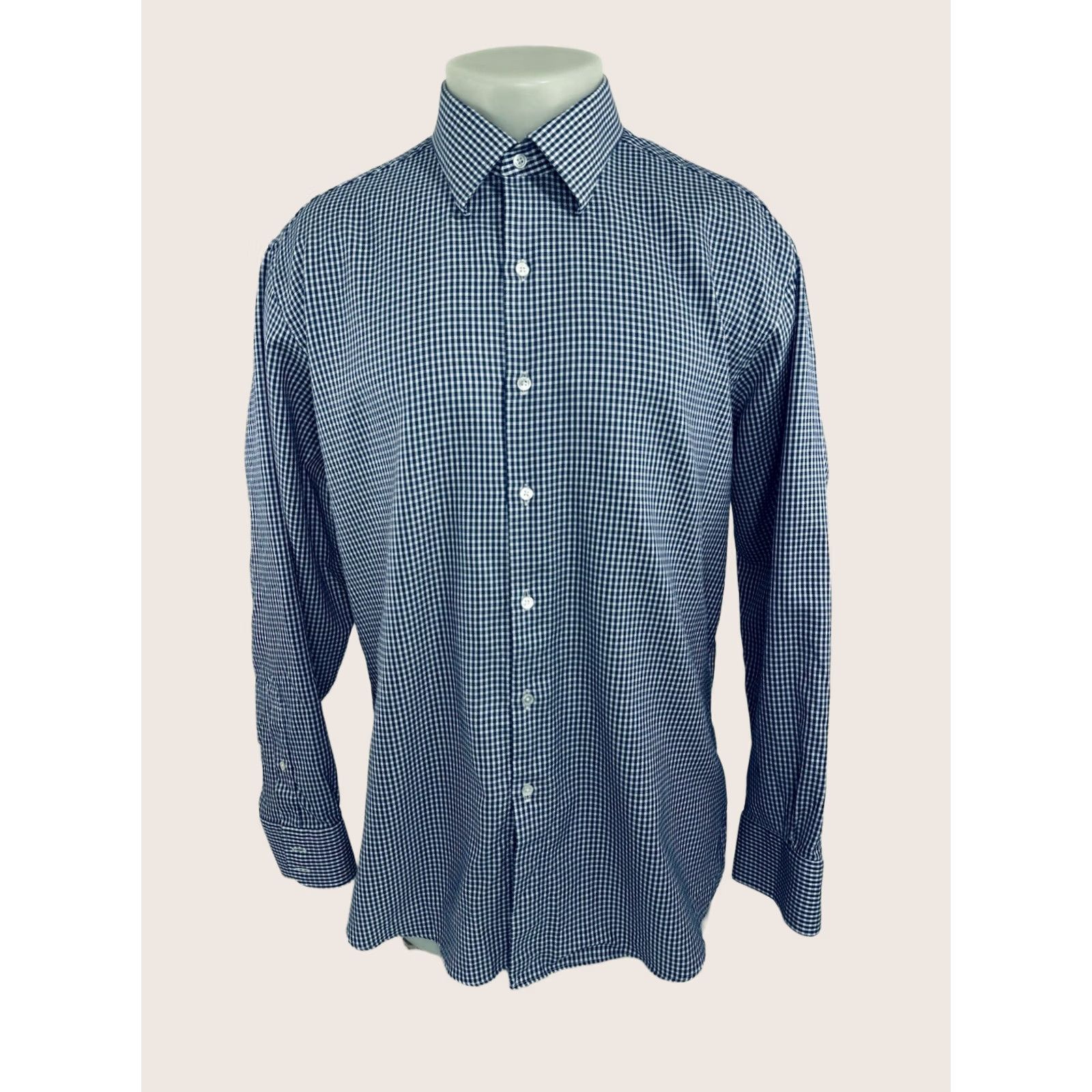 Brooks Brothers Brooks Brothers / Thomas Mason - Plaid Dress Shirt 17.5 35 Men Blue White EXCELLENT Size US XXL / EU 58 / 5 - 1 Thumbnail