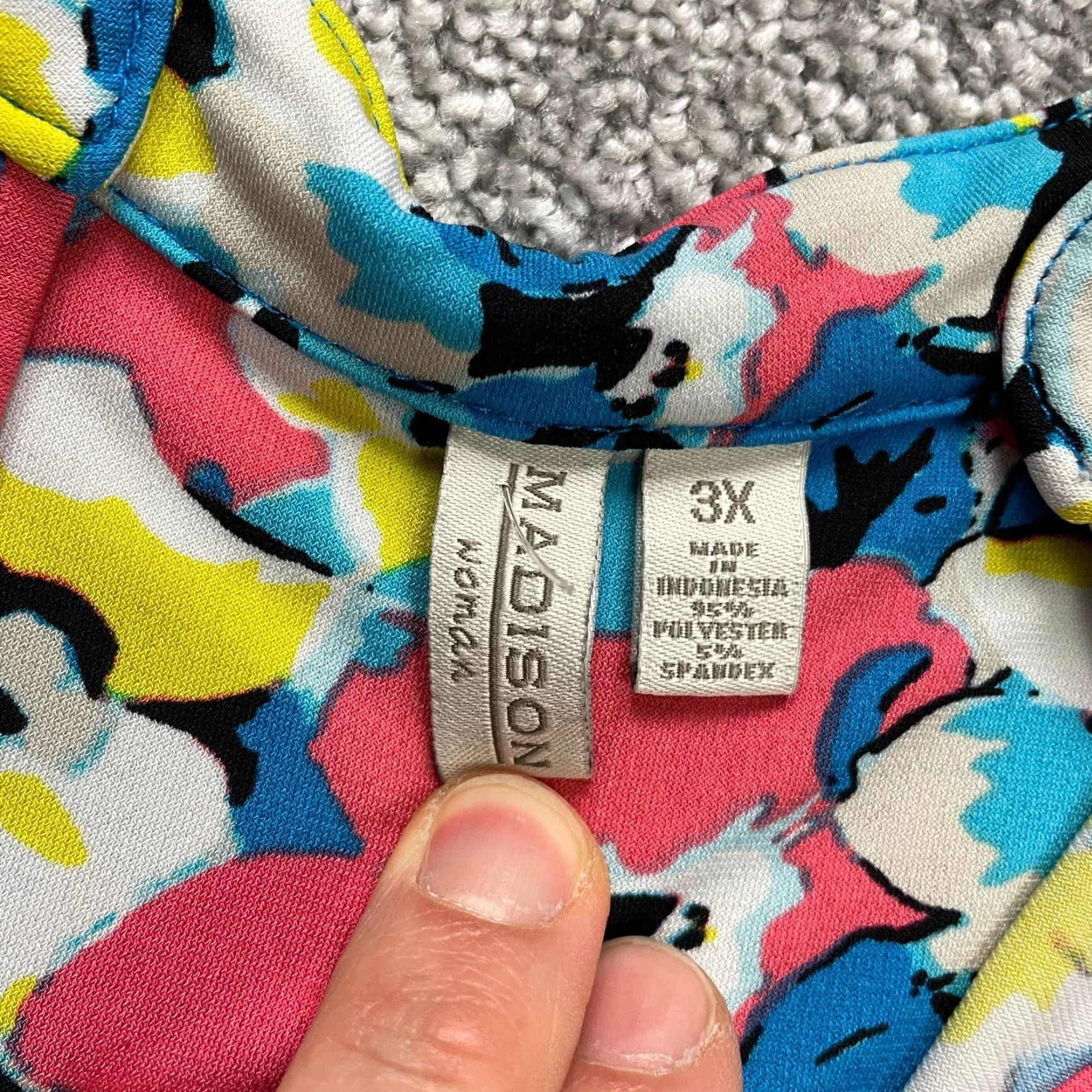 Madison Madison Dress Womens 3XL Multicolor Floral V-Neck Roll Tab Sleeve Midi A-Line Size XXL / US 16-18 / IT 52-54 - 5 Thumbnail