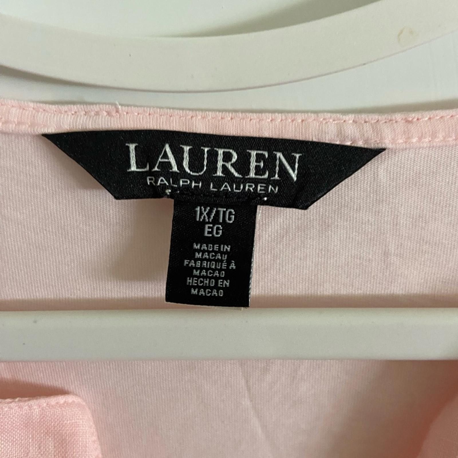 Polo Ralph Lauren Lauren Ralph Lauren Pink 3/4 Sleeve Womens V Neck Top Sz 1X Size XL / US 12-14 / IT 48-50 - 3 Thumbnail