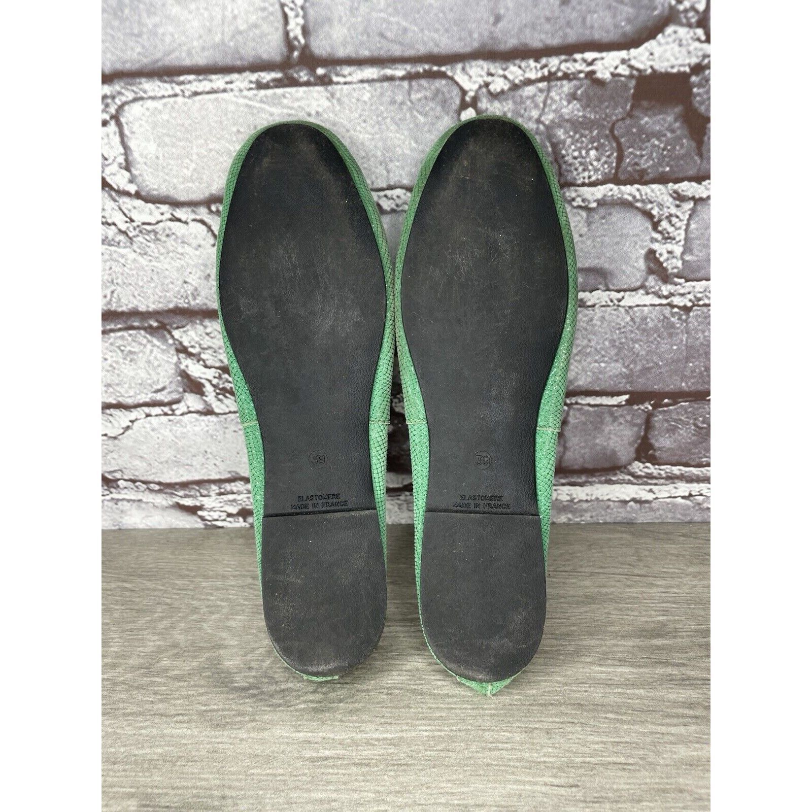 Other London Sole Green Leather Animal Print FRANCE Ballet Flats W Size US 8.5 / IT 38.5 - 9 Thumbnail