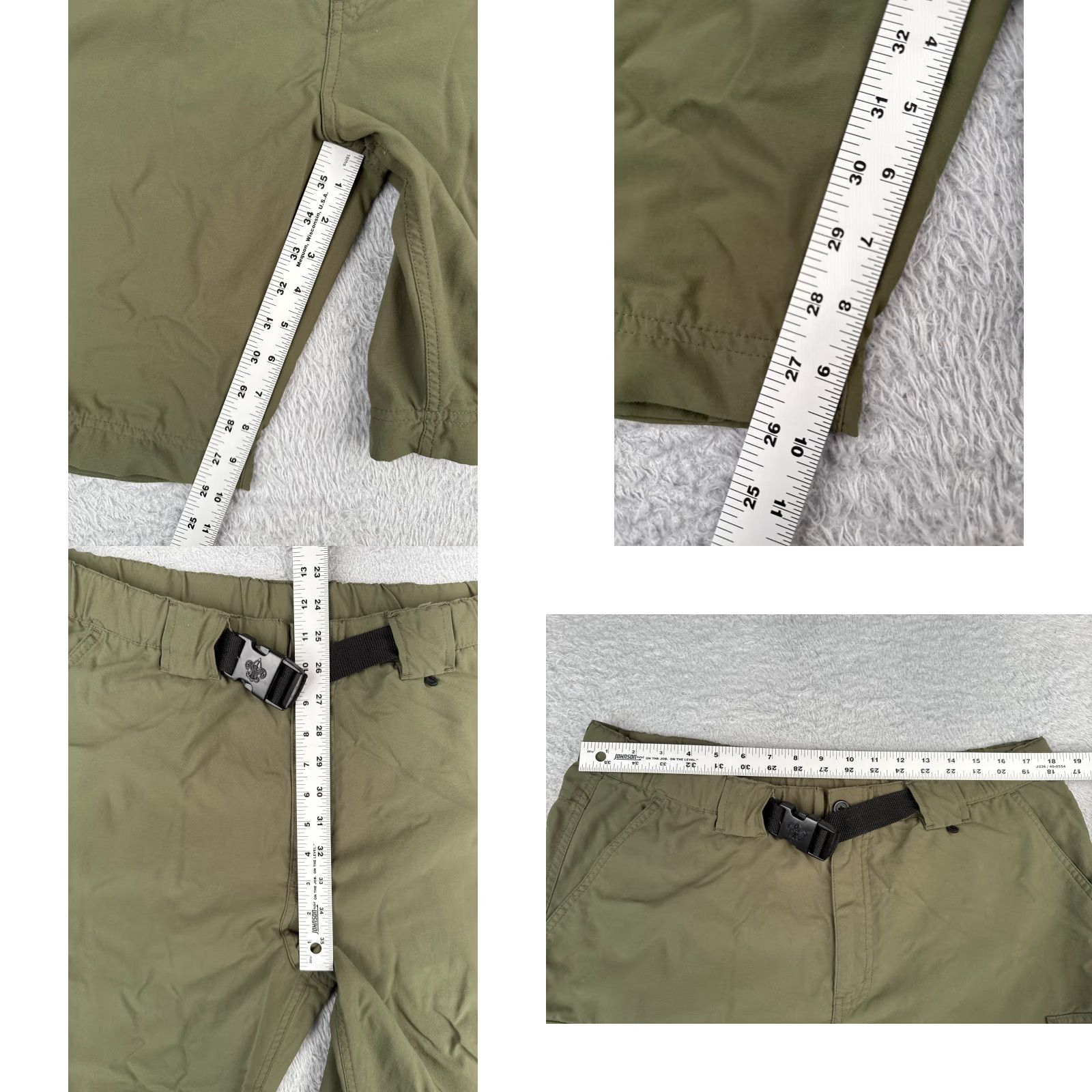 Vintage Boy Scouts Shorts Women Extra Large Green Belted Switchbacks NO LEGS Poly READ Size 40" / US 18 - 8 Thumbnail
