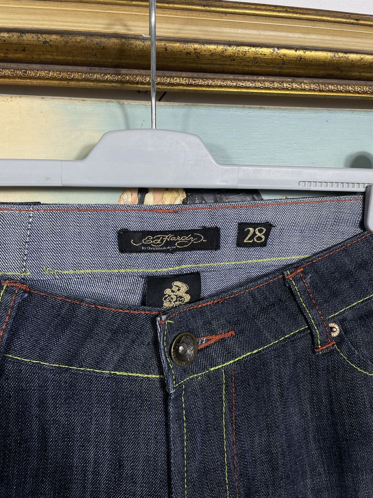 Ed Hardy × Vintage Ed Hardy Vintage Y2k Low Rise Denim Trousers Jeans Drip Swag Size 28" / US 6 / IT 42 - 6 Thumbnail
