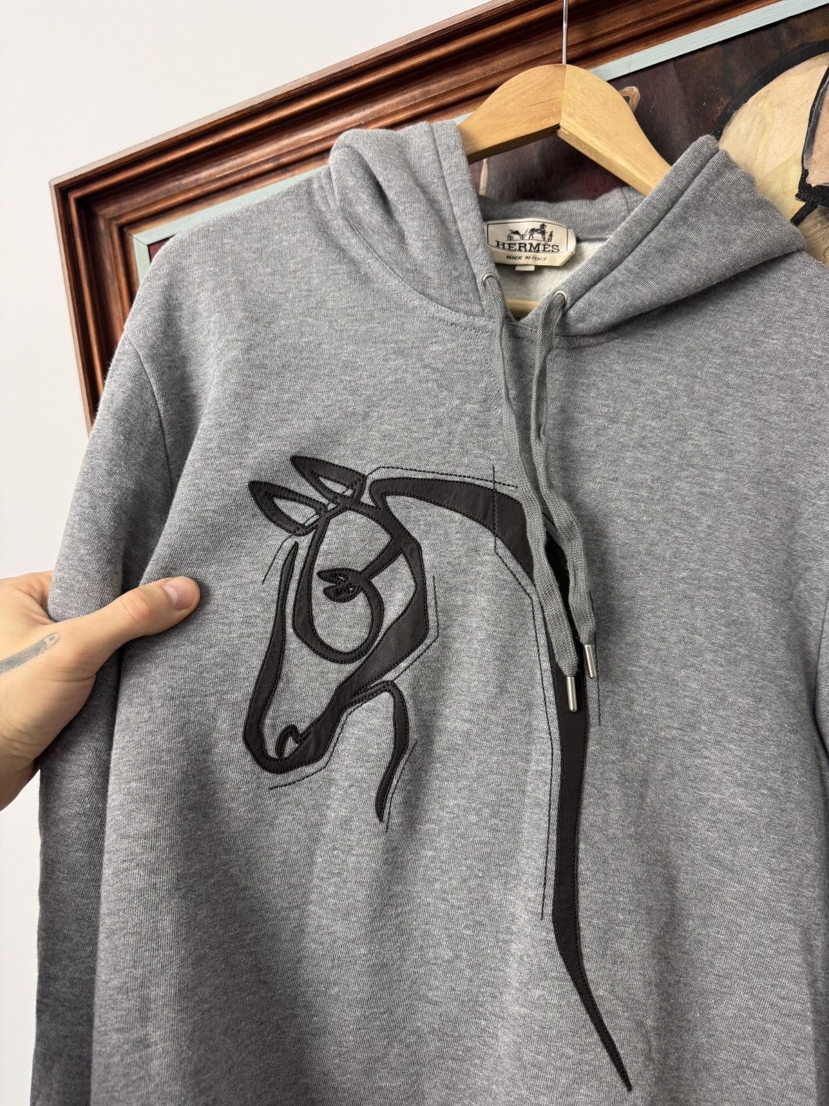Hermes Hermes Leather Horse Patch Hoodie Rare High End Luxury Size US L / EU 52-54 / 3 - 2 Thumbnail