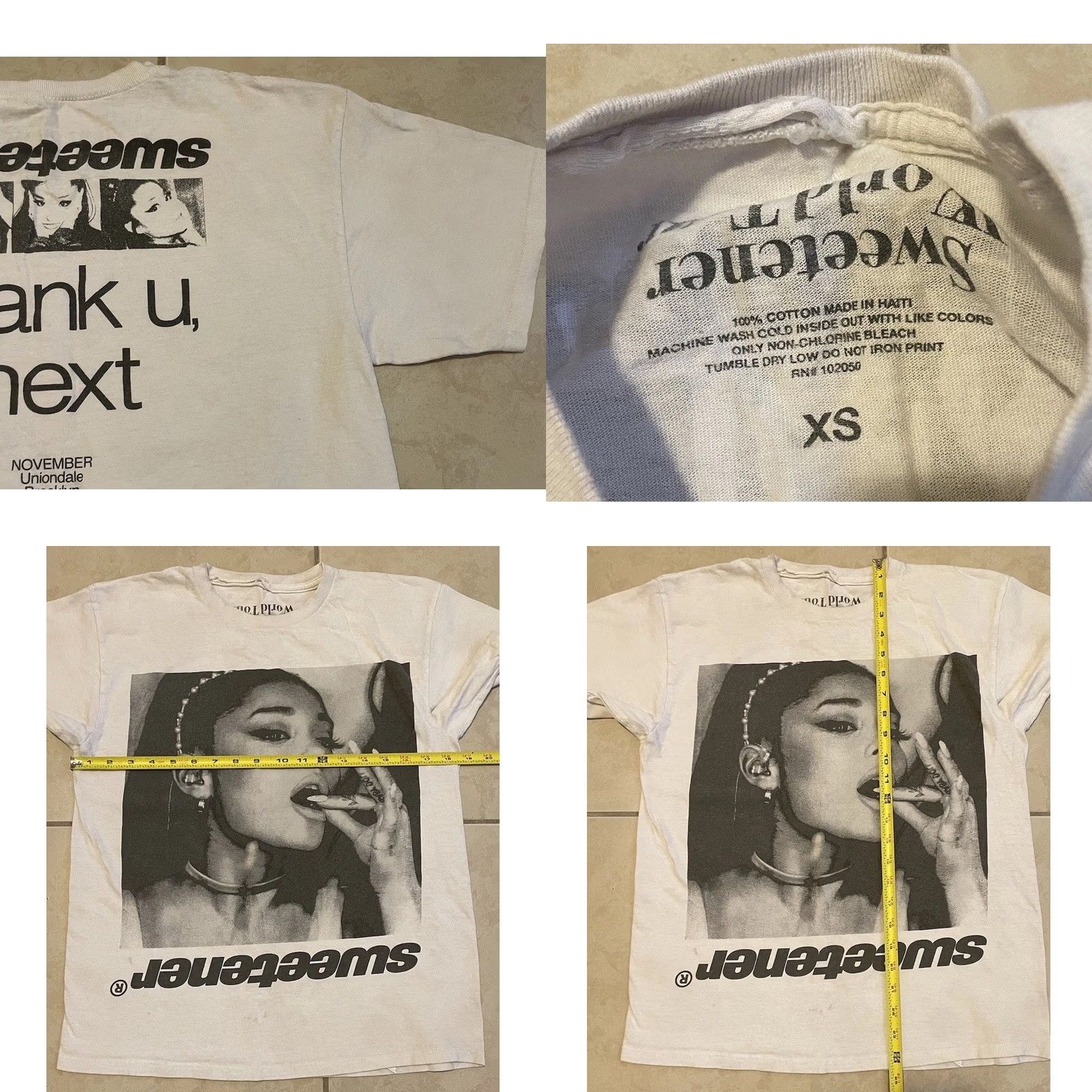 Vintage Ariana Grande Faded Sweetener Tour Shirt XS Concert White T-Shirt Grunge Vintage 90s Hip Hop Rock Pop Size US XS / EU 42 / 0 - 10 Thumbnail