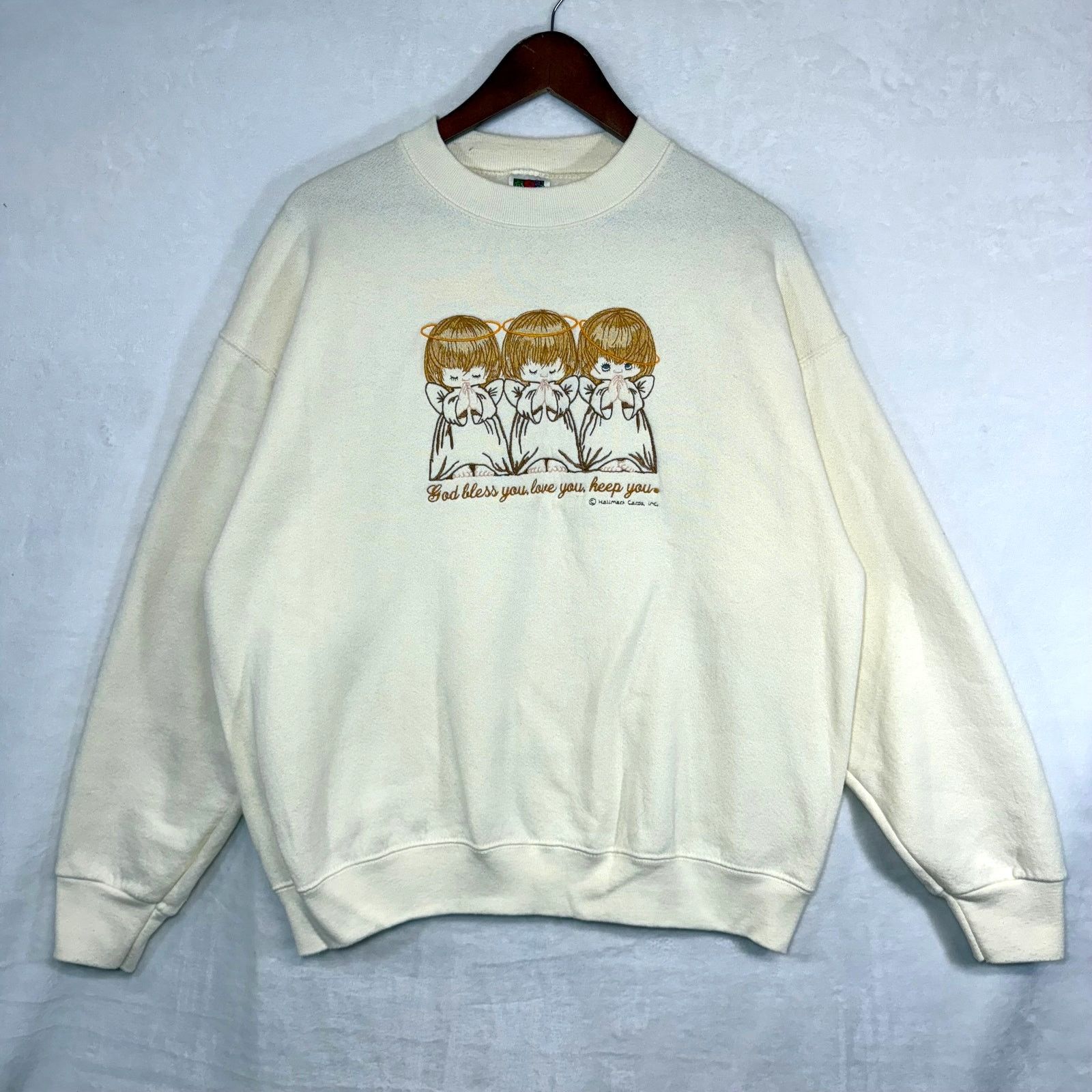 Fruit Of The Loom Vintage 80s Hallmark L Praying Angels Sweatshirt Grandma Size L / US 10 / IT 46 - 1 Thumbnail