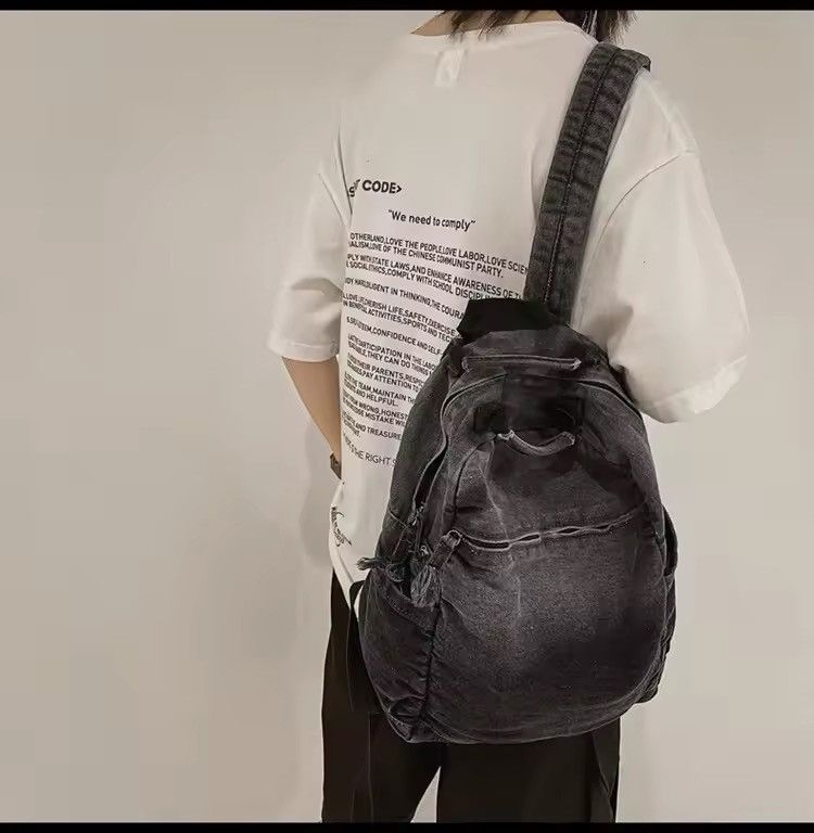 Japanese Brand Capacity Washed Denim Backpack Size ONE SIZE - 4 Thumbnail