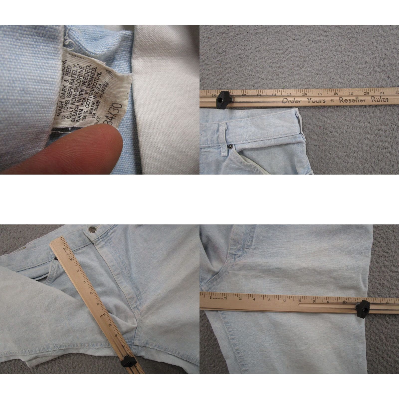Lee VINTAGE Lee Riders Jeans SZ 34x30 Straight 80s 90s USA Light Blue Denim Man/Men Leather Logo Pattern 5-Pocket Union Made USA Lee Classic Fit Jeans Size US 34 / EU 50 - 8 Thumbnail
