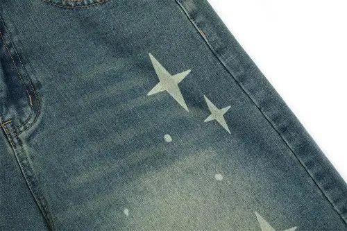 Designer × Japanese Brand Starburst print loose casual washed denim shorts Size US 32 / EU 48 - 4 Thumbnail