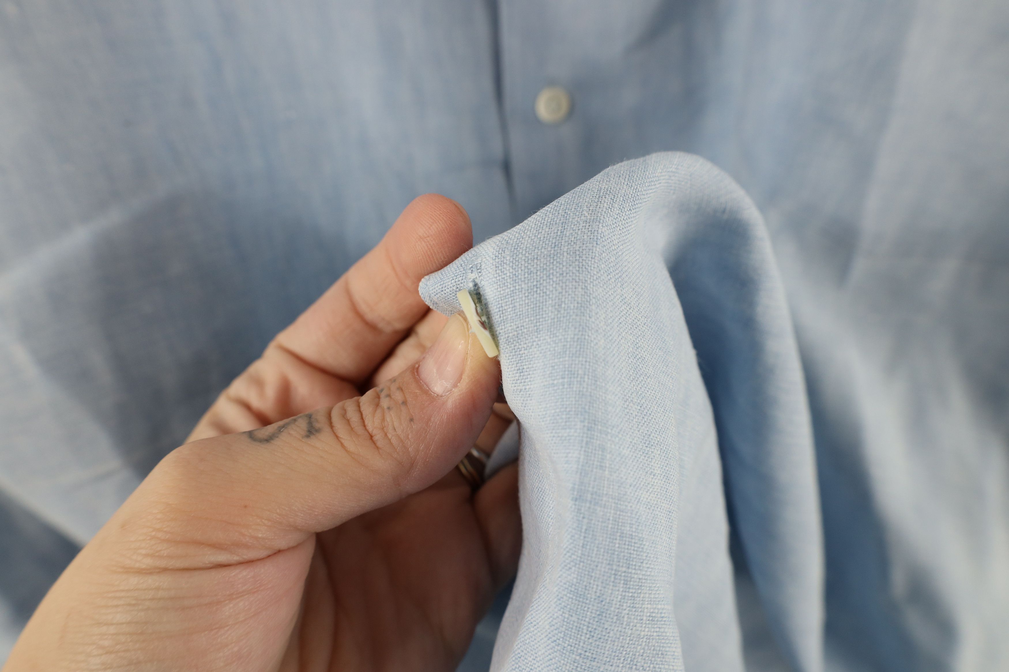 Banana Republic × Vintage Vintage 90s Banana Republic Fit Linen Button Shirt Blue Size ONE SIZE - 4 Thumbnail