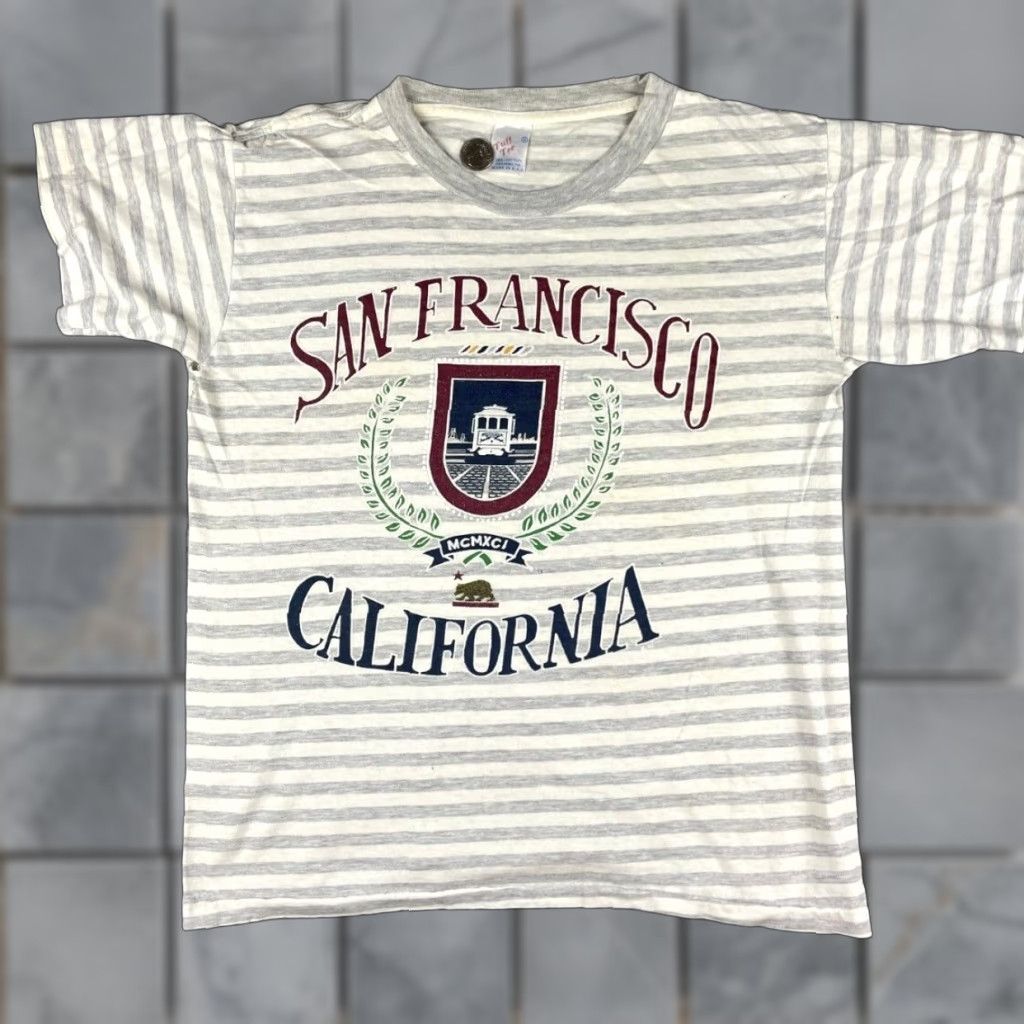 Vintage VINTAGE San Francisco Tshirt Men's Small Gray Striped California Graphic Tee 80s 90s SF Crew Neck Short Sleeve Vintage Shirt Size US S / EU 44-46 / 1 - 1 Thumbnail