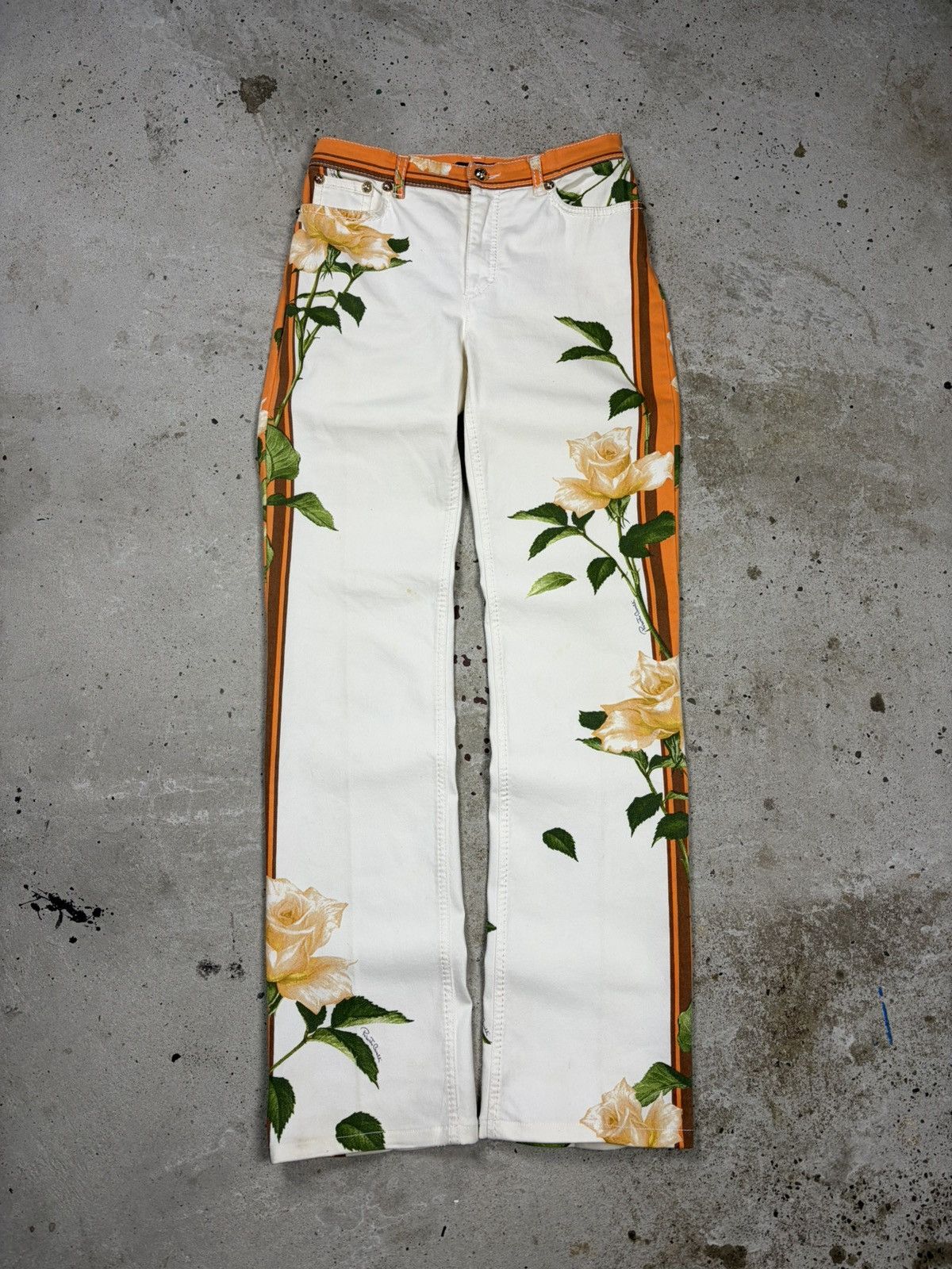 Roberto Cavalli Roberto Cavalli 2005 Floral Rose Print Jeans Denim Pants Size 28" / US 6 / IT 42 - 1 Thumbnail