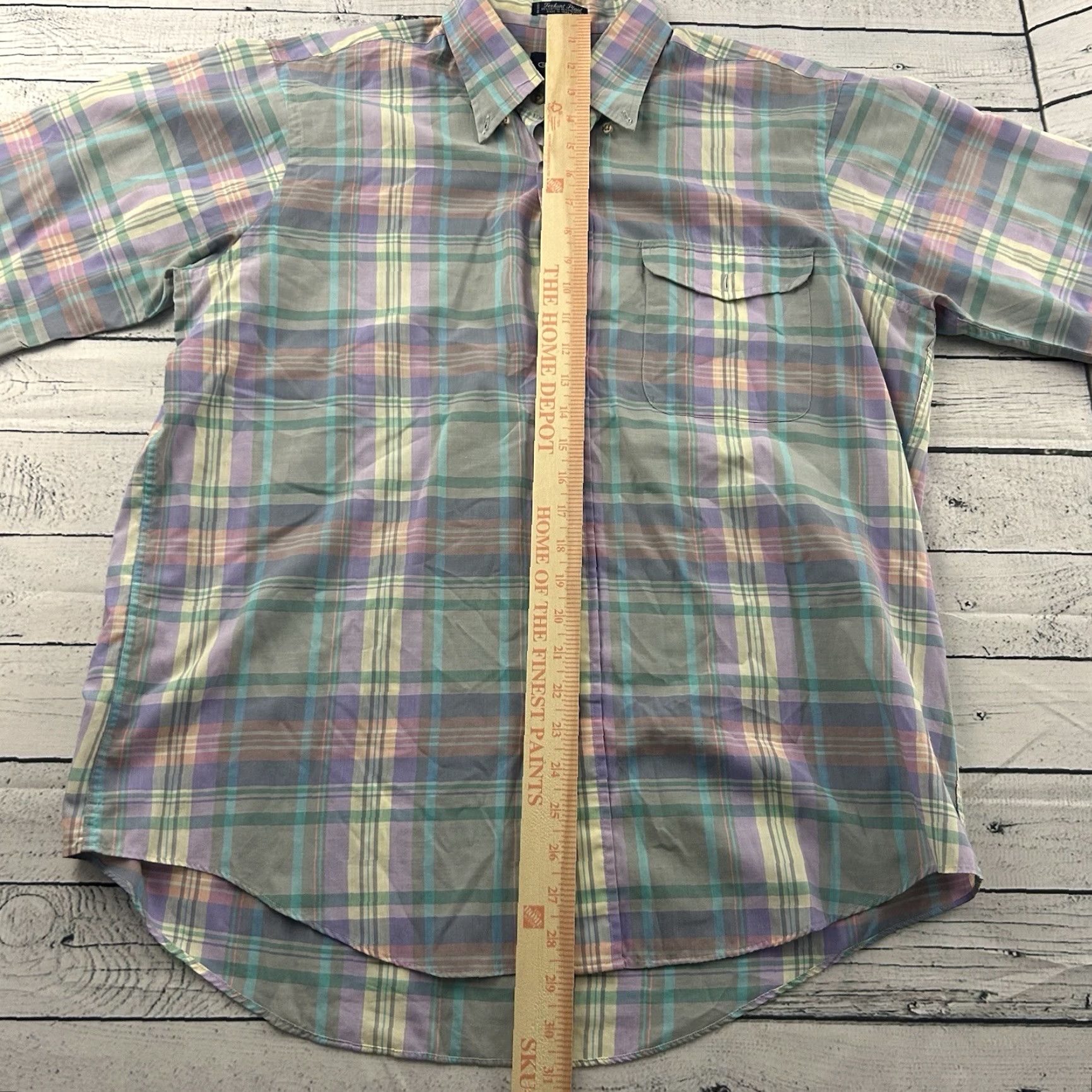 Gant GANT Foxhunt Plaid Short Sleeve Button Up Shirt Mens L Yellow Purple Size US L / EU 52-54 / 3 - 4 Thumbnail