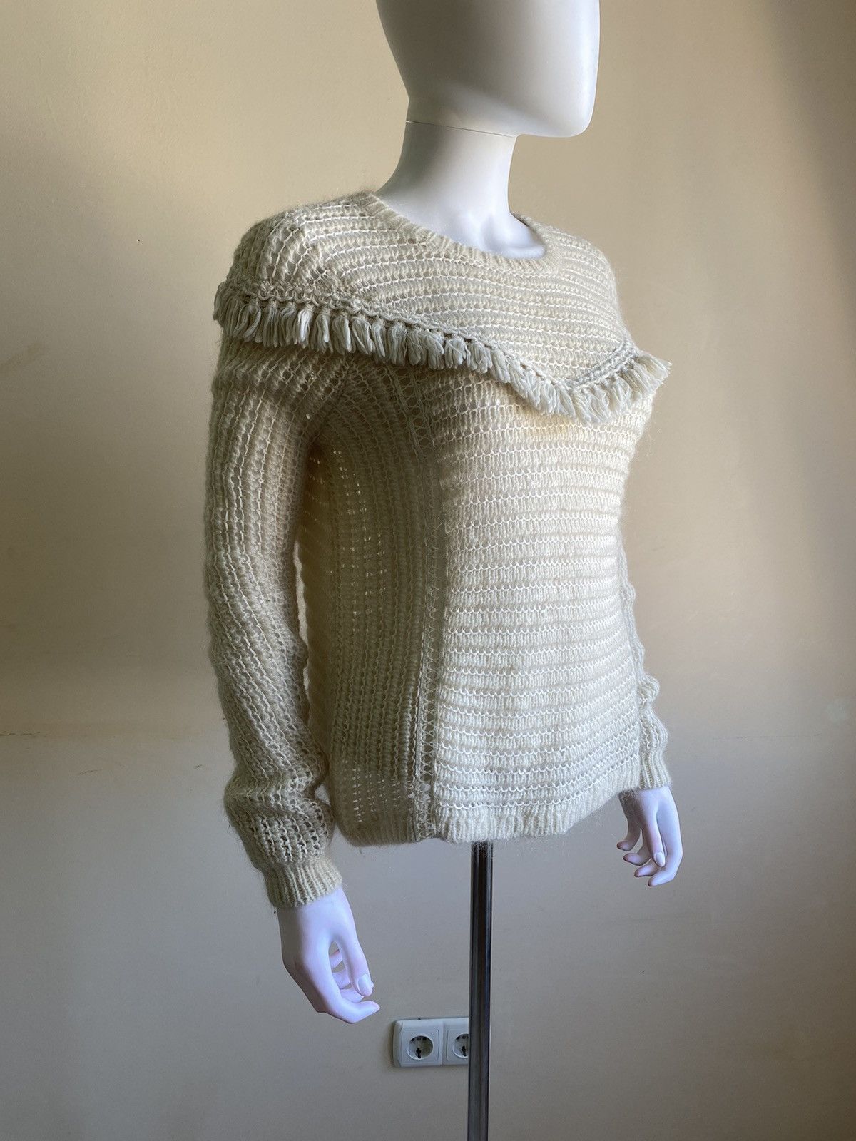 Sezane Sezane Womens Mohair/Wool Ivory Long Sleeve Knit Sweater XS Size XS / US 0-2 / IT 36-38 - 4 Thumbnail