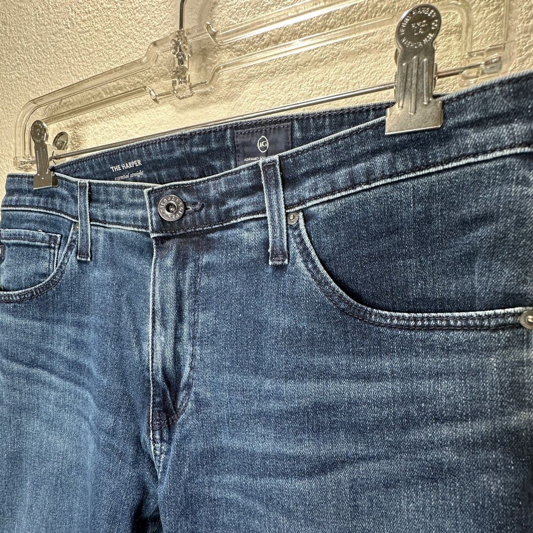 AG Adriano Goldschmied AG Dark Wash The Harper Essential Straight Raw Hem Jeans 29 Size 29" - 5 Thumbnail