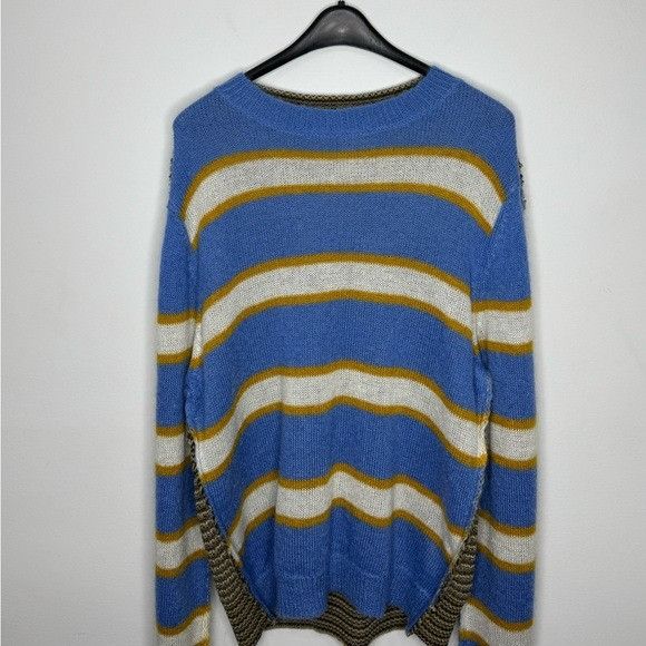 Marni Marni Blue Striped Mohair Wool Jumper Men’s IT 52/XL Size US XL / EU 56 / 4 - 2 Thumbnail