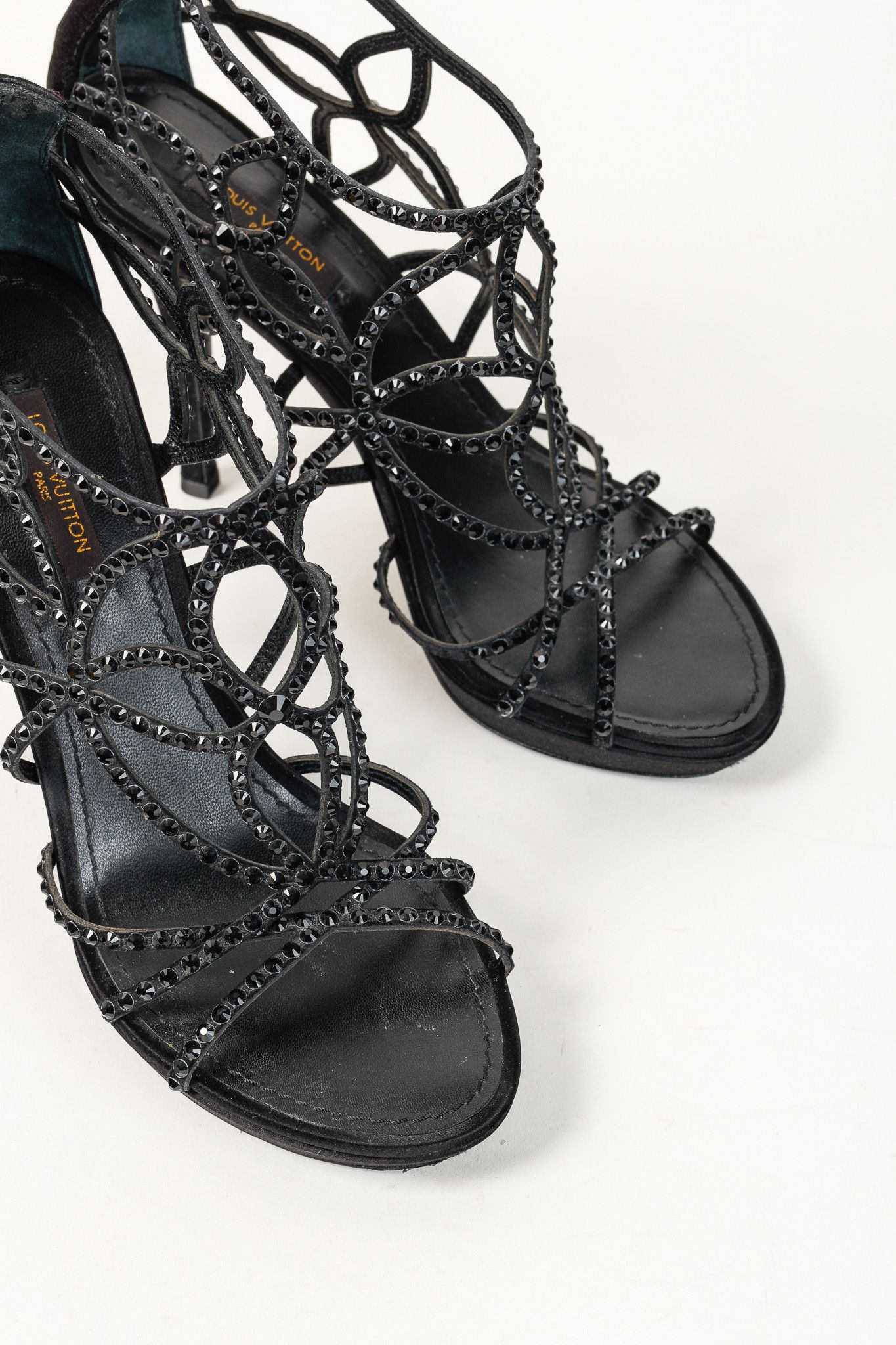 Louis Vuitton Louis Vuitton Tisha Crystal Studded Satin Platform Sandal Size US 6 / IT 36 - 6 Thumbnail