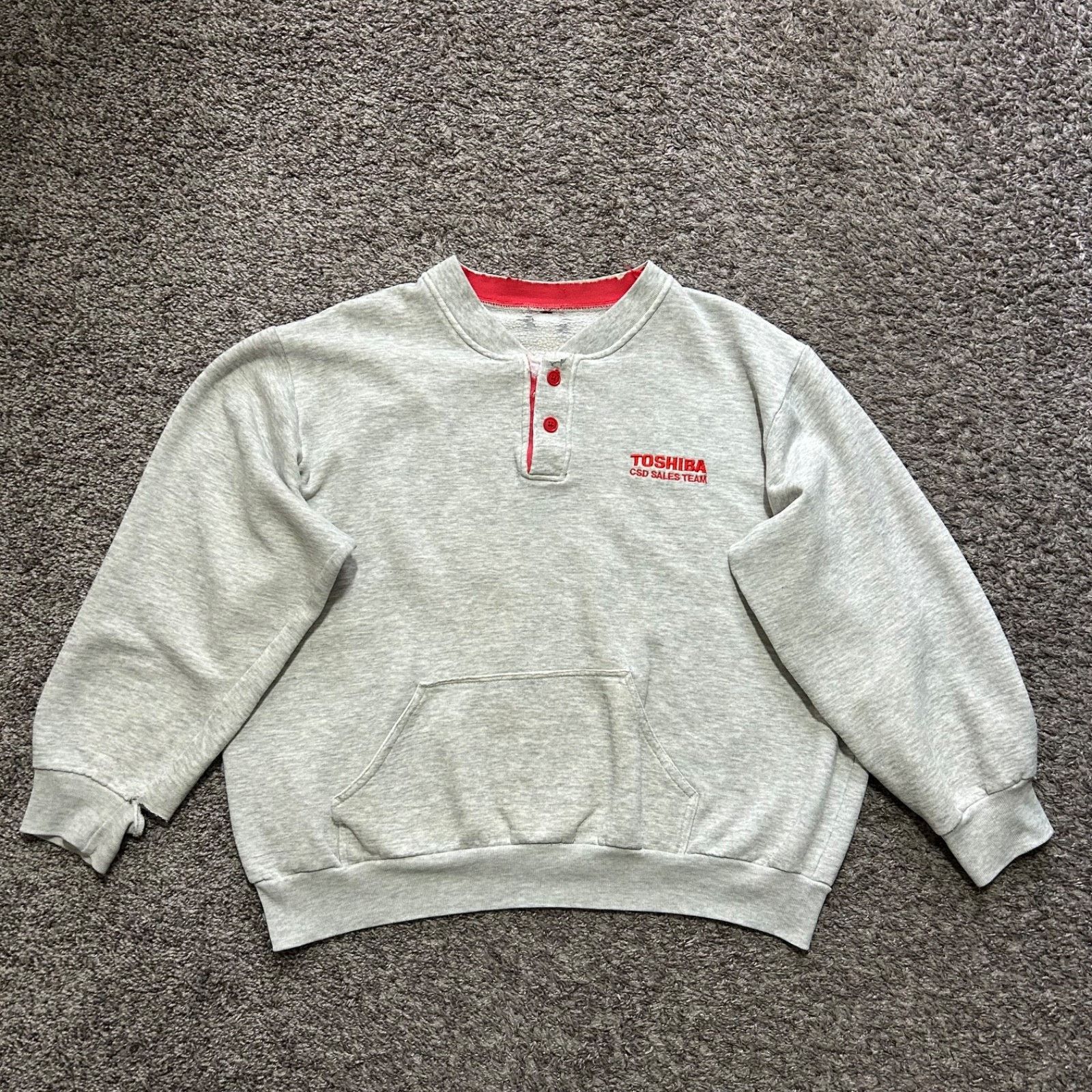 Vintage Vintage Thrashed Sweatshirt Henley Pullover Crewneck 80s 90s Size ONE SIZE - 10 Thumbnail