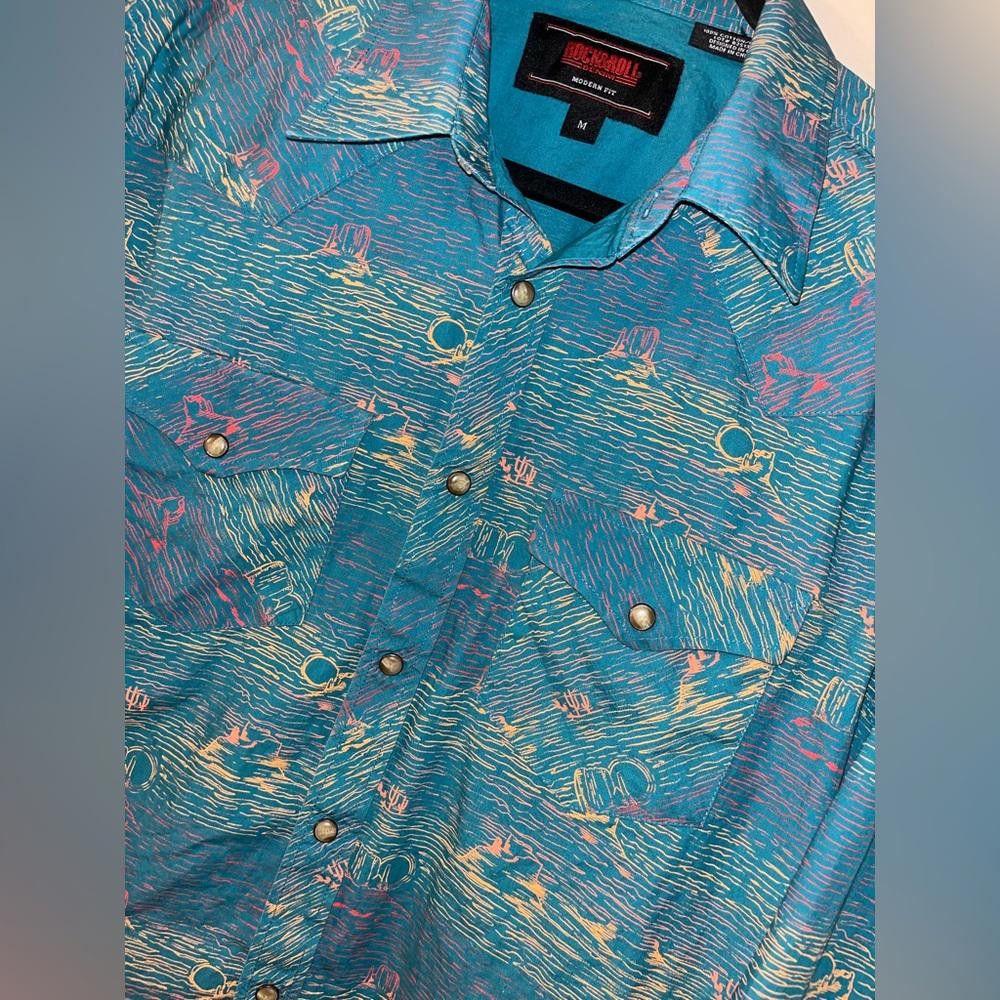 Designer Rock and Roll denim western button down shirt Medium modern Size US M / EU 48-50 / 2 - 1 Thumbnail