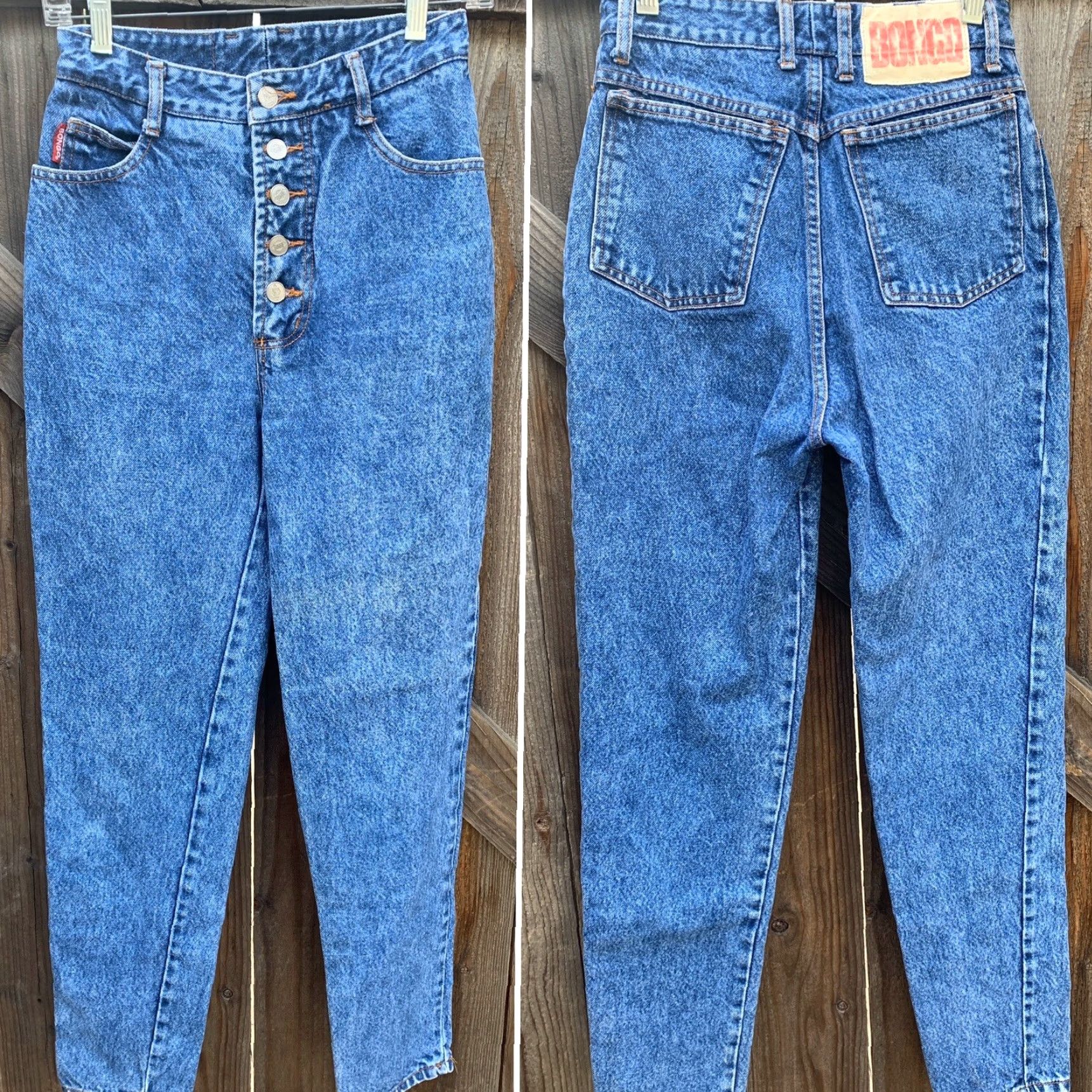 Vintage VINTAGE Bongo Jeans Exposed Button Fly Acid Wash Stone Wash 7 26” Waist 1980s 1990s Denim Mens/Unisex Skinny? (Cannot determine gender from title) Size 28" / US 6 / IT 42 - 4 Thumbnail