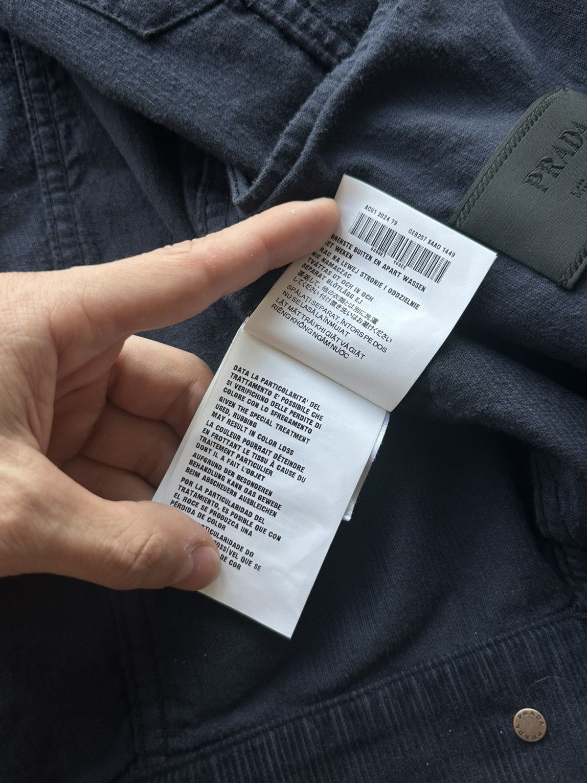 Prada Prada Navy Corduroy Trucker Jacket Size US M / EU 48-50 / 2 - 10 Thumbnail