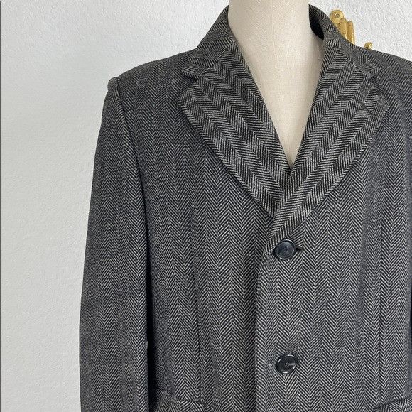 Crombie Cloth Made by Crombie Tweed Men's Coat Herringbone Jacket Mi Size US L / EU 52-54 / 3 - 2 Thumbnail