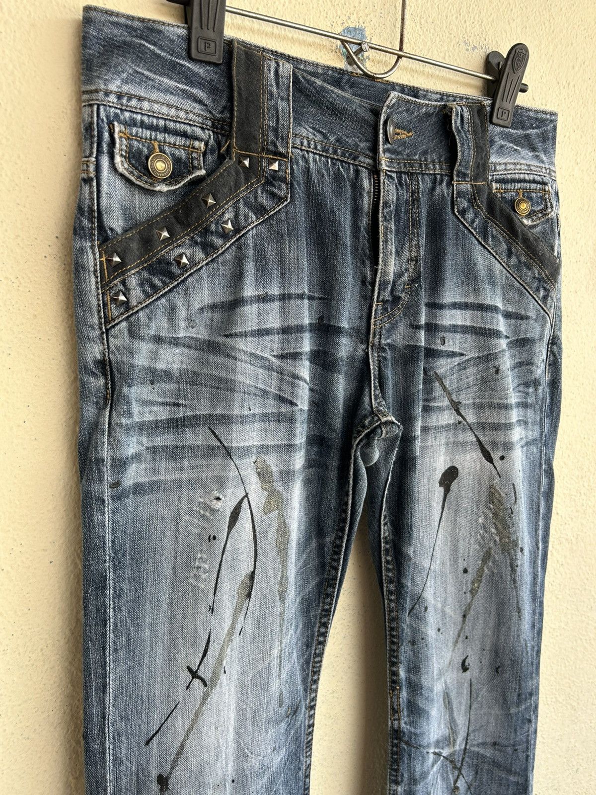 Japanese Brand Oririn Jeans Paints Splattered Flare Jeans Size US 34 / EU 50 - 4 Thumbnail