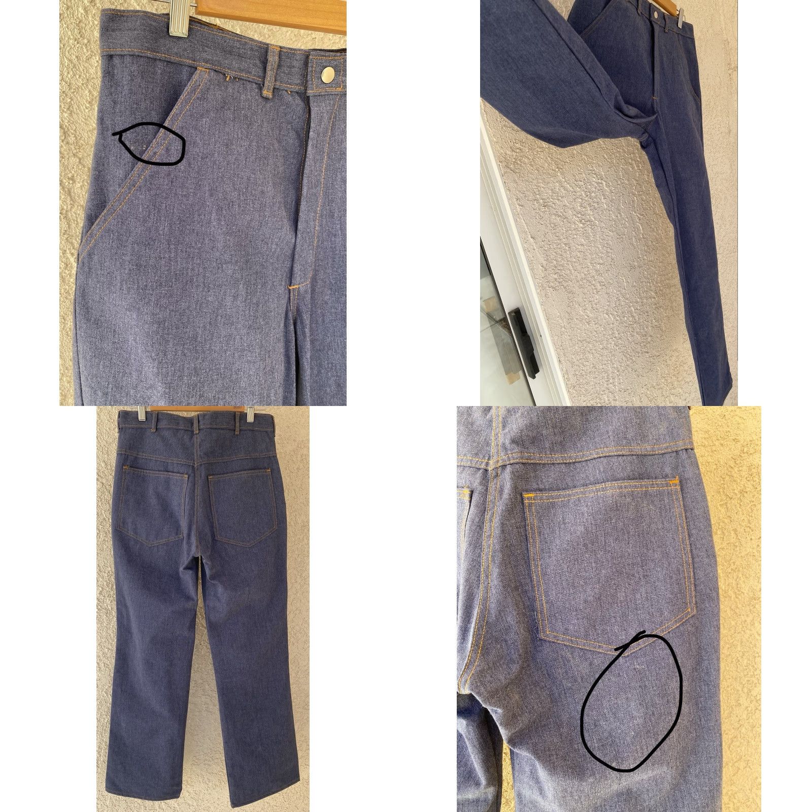 Denime VINTAGE PIA Jeans Denim Work Pants 32.5 in waist 31 Inseam Scovill Snap Blue Rockabilly Mens Size US 33 - 8 Thumbnail
