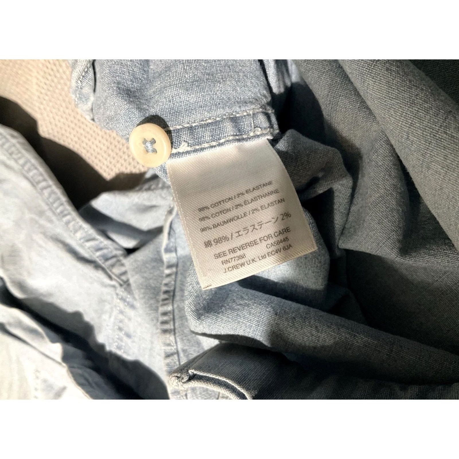 J.Crew J.Crew Mens Large Blue Chambray Button Down Sailor Collar Preppy Pocket Size US L / EU 52-54 / 3 - 7 Thumbnail
