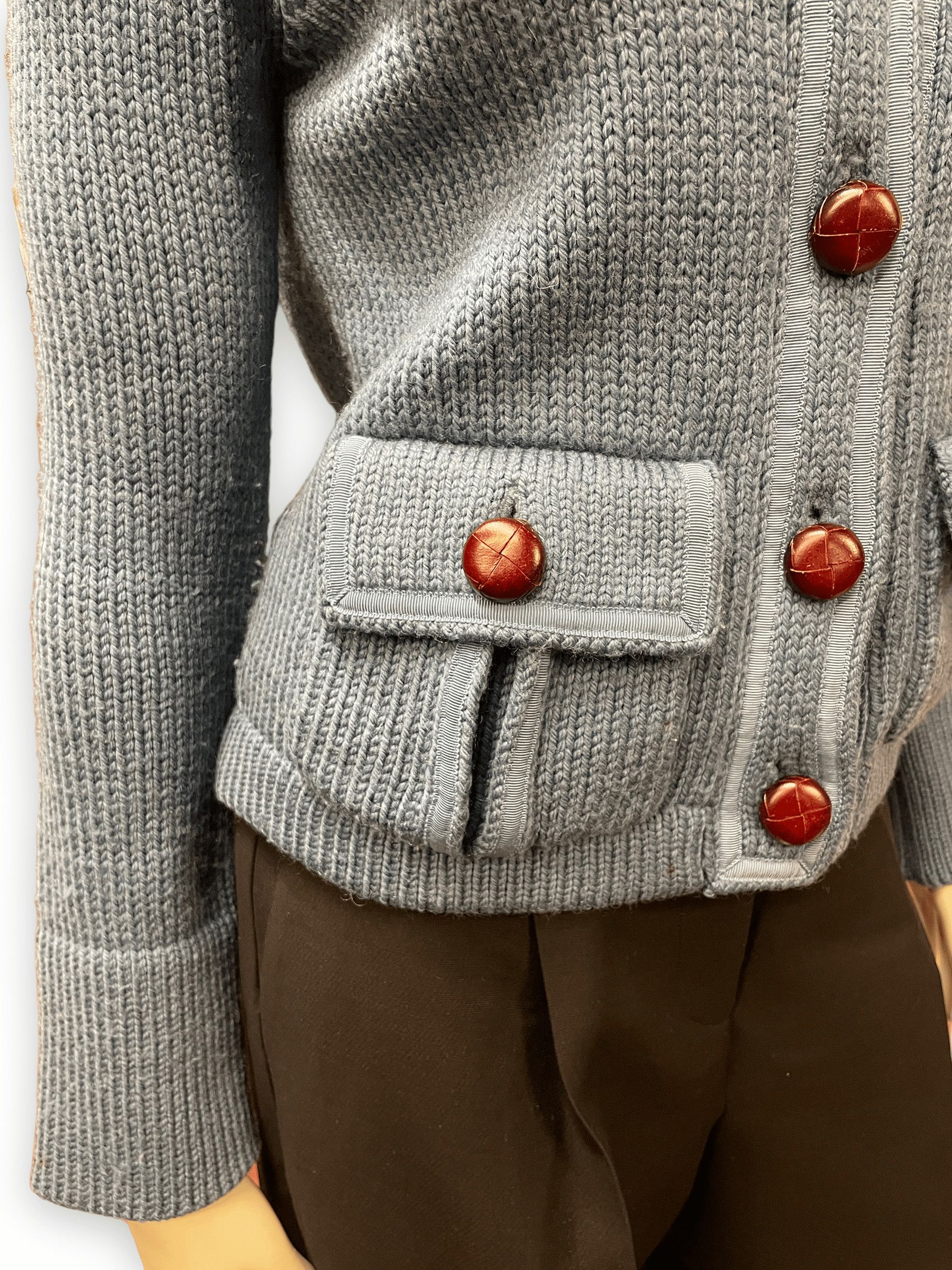 Marc Jacobs Marc Jacobs Steel Blue Wool Sweater Jacket With Pumpernickel Buttons Size XS Size XS / US 0-2 / IT 36-38 - 3 Thumbnail