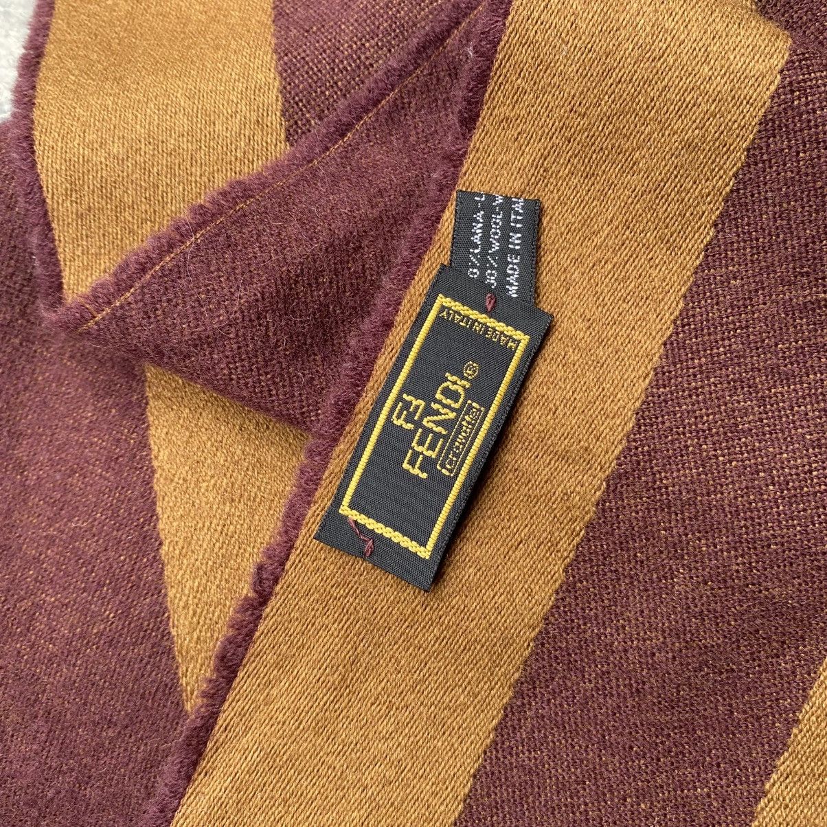 Fendi FENDI Monogram Scarf in Brown & Maroon Size ONE SIZE - 14 Thumbnail