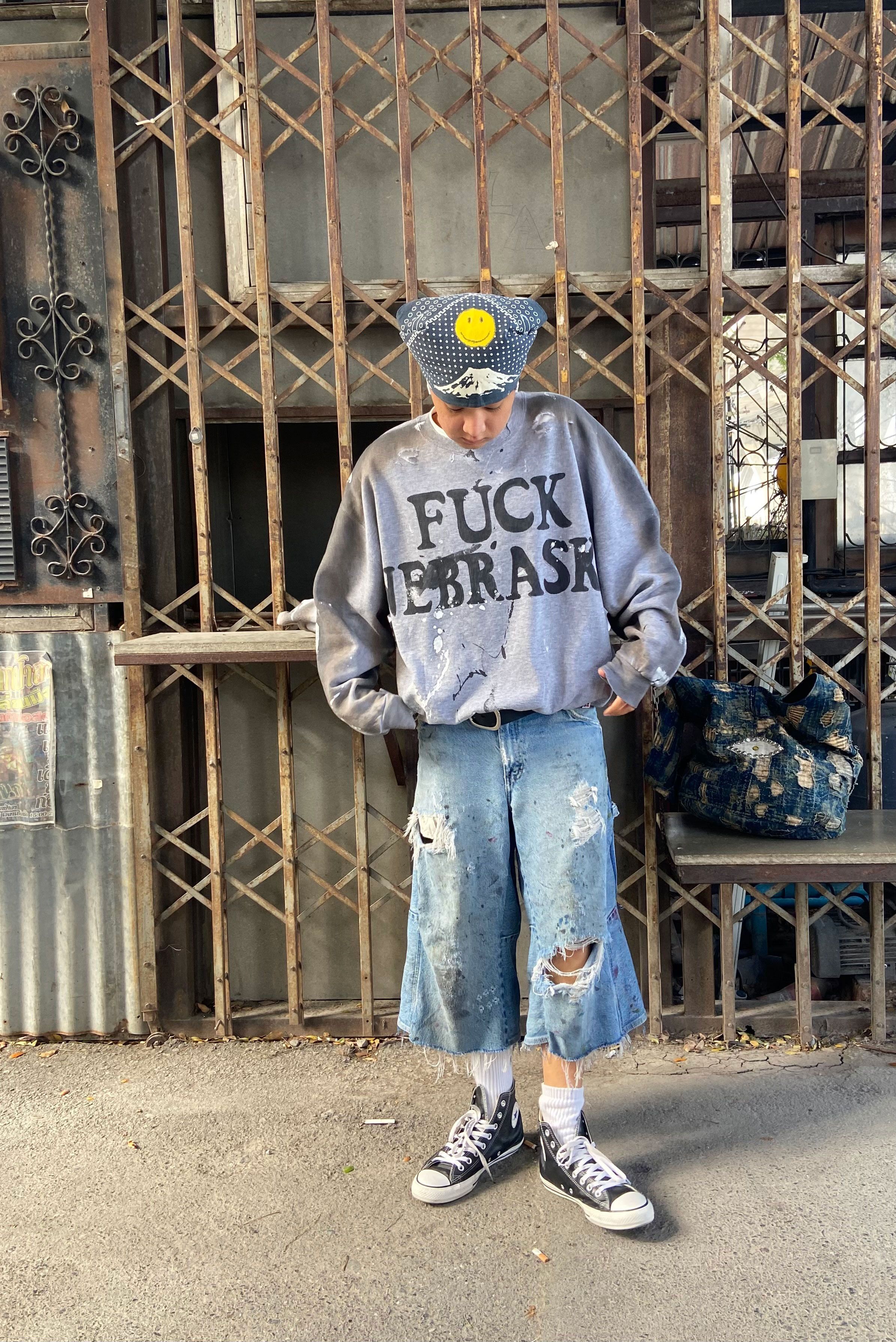 Russell Athletic 90s FUCK NEBRASKA THRASHED Russell Sweatshirt Size US XL / EU 56 / 4 - 8 Thumbnail