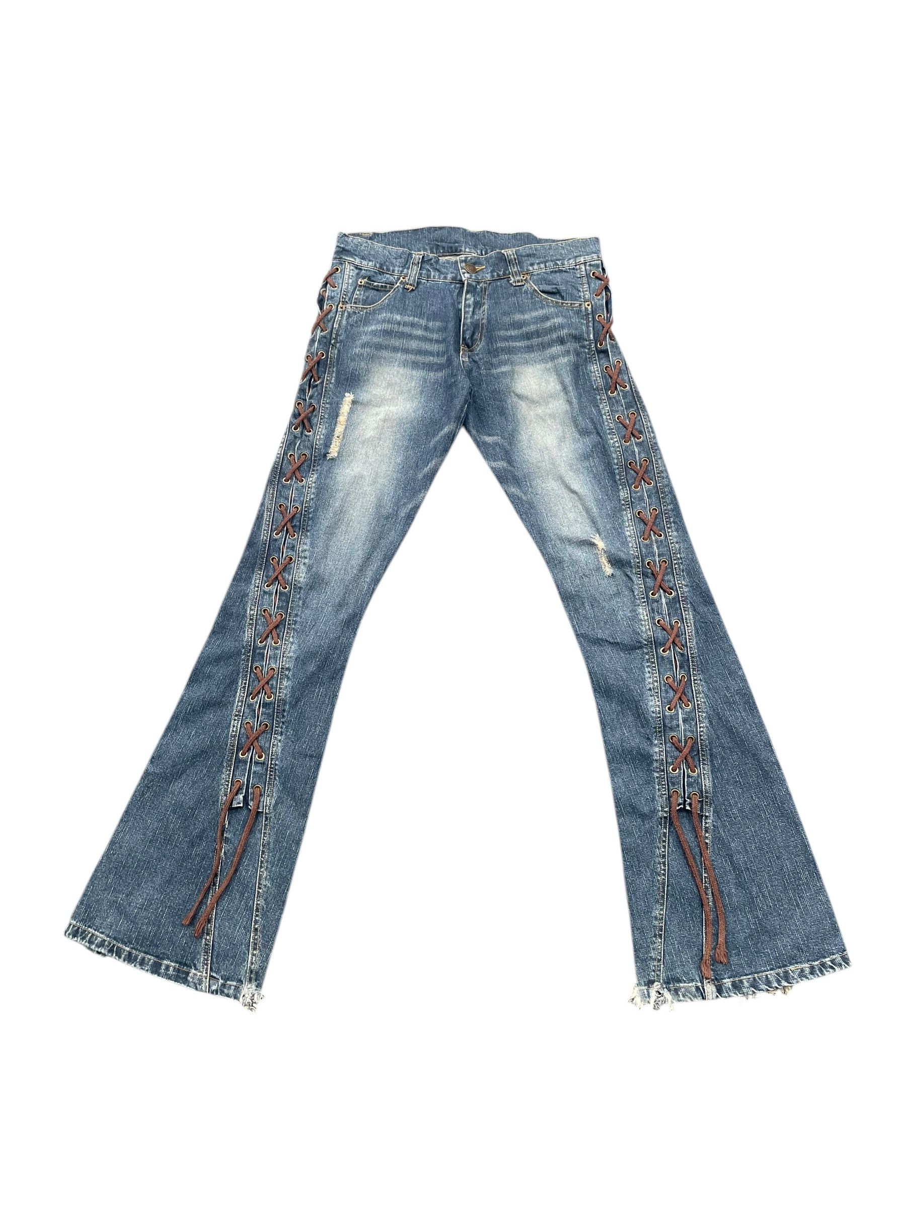 Japanese Brand Cool Drive Striker Flare Distersed Lace Up Jeans Size US 34 / EU 50 - 1 Thumbnail