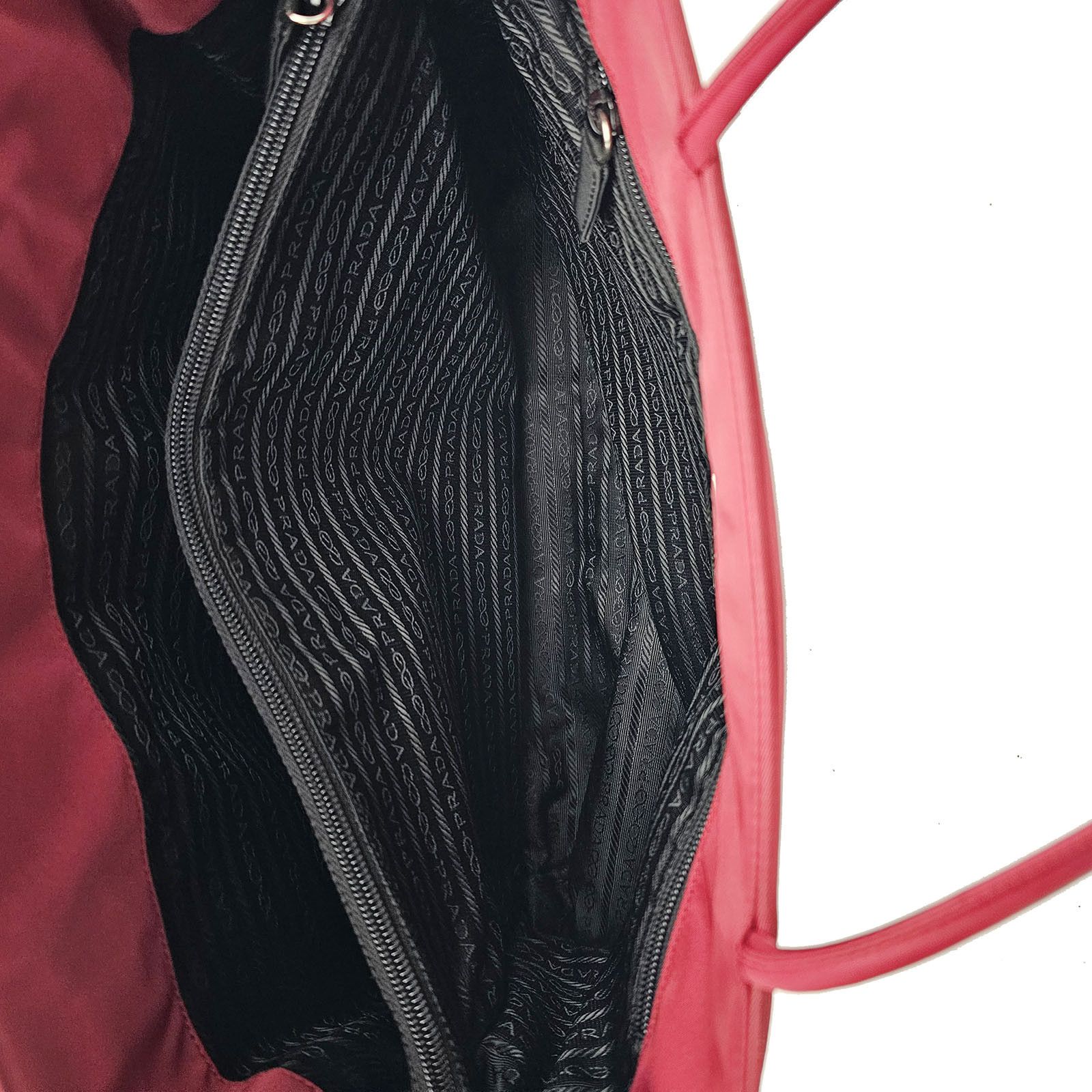 Prada Prada Tessuto Deep Red Burgundy Nylon Shopping Tote Size ONE SIZE - 9 Thumbnail
