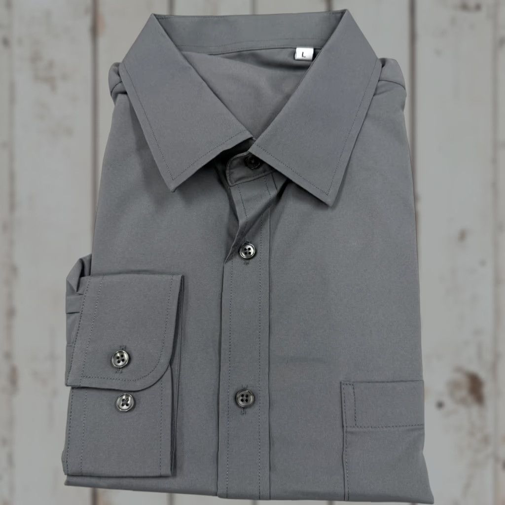 Vintage Luxury Collection Shirt Mens Large Gray Dress Long Sleeve Italian Design Size 42R - 1 Thumbnail