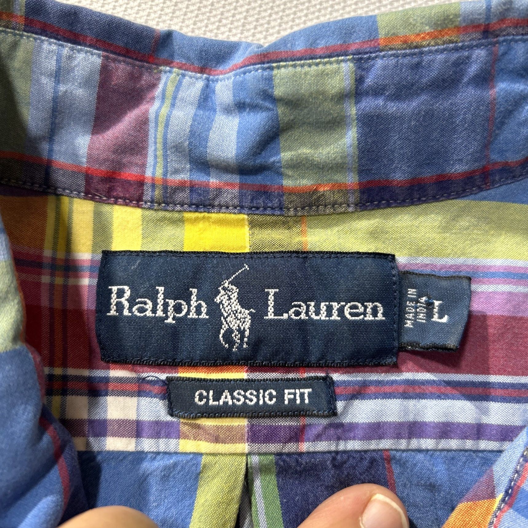 Polo Ralph Lauren Polo Ralph Lauren Plaid Oxford Madras Button Down Shirt L Multi Men Classic Fit Short Sleeve Size US L / EU 52-54 / 3 - 6 Thumbnail